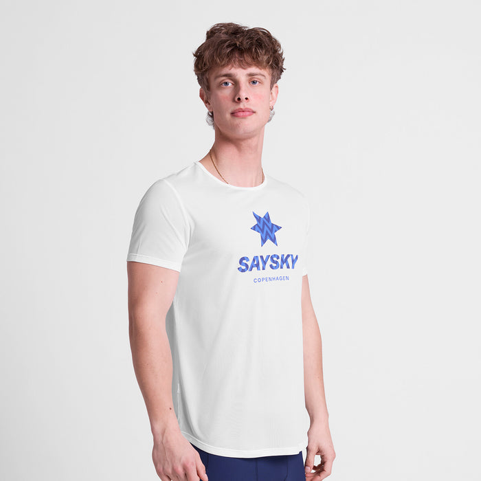 Saysky Zig Zag Flow T-Shirt Mens White - Frontrunner Colombo