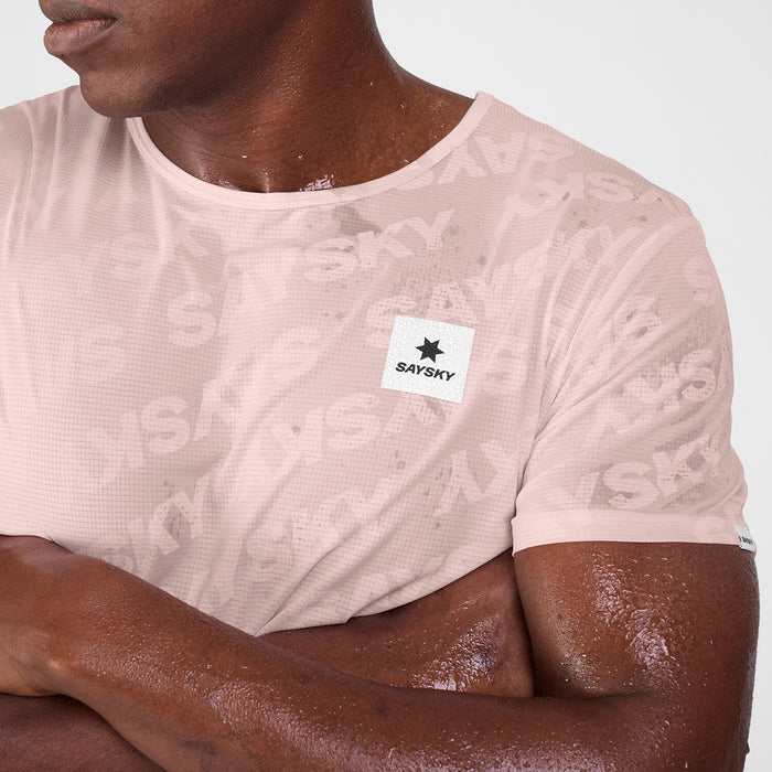 Saysky Reactive Flow T-Shirt Mens Pink Logo - Frontrunner Colombo