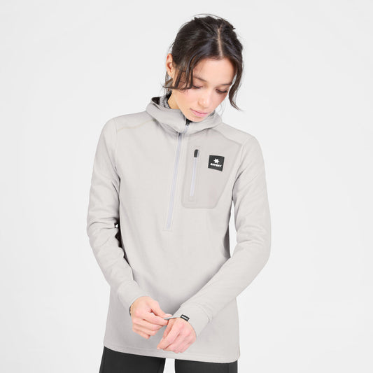 Saysky Combat Half Zip Fleece Hoodie Womens Grey - Frontrunner Colombo