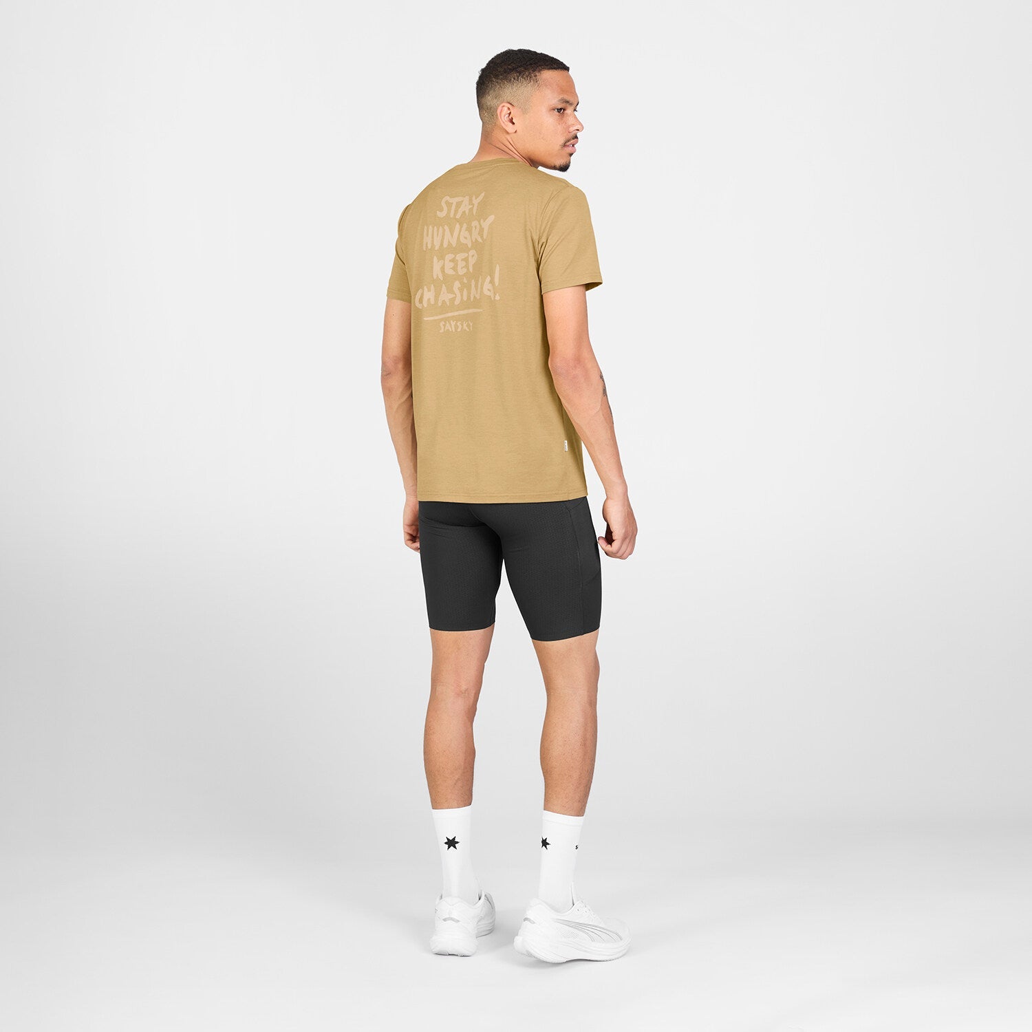 Saysky Tiger Pace T-Shirt Mens Beige worn 3