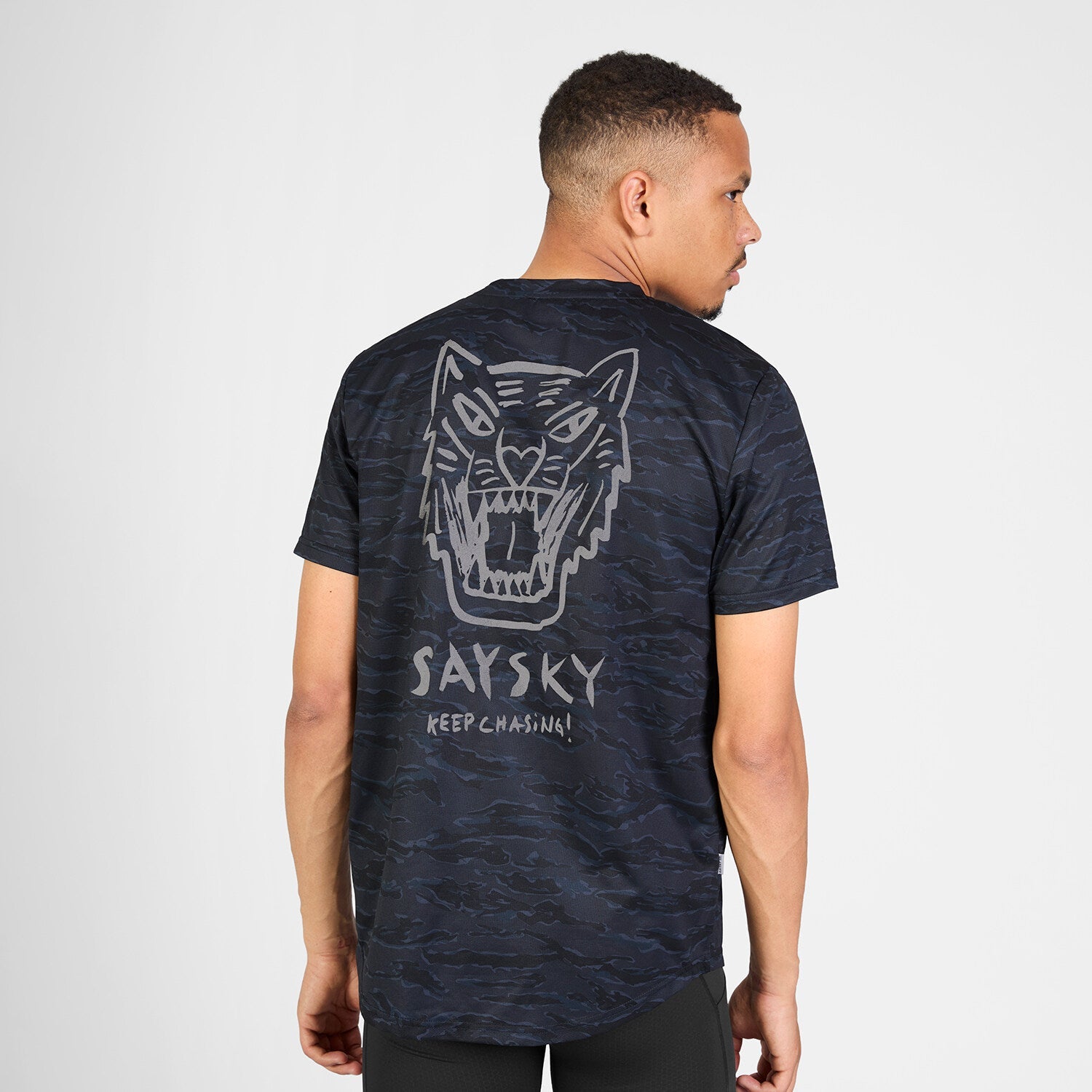 Saysky Tiger Combat T-Shirt Mens Black Camo worn 1