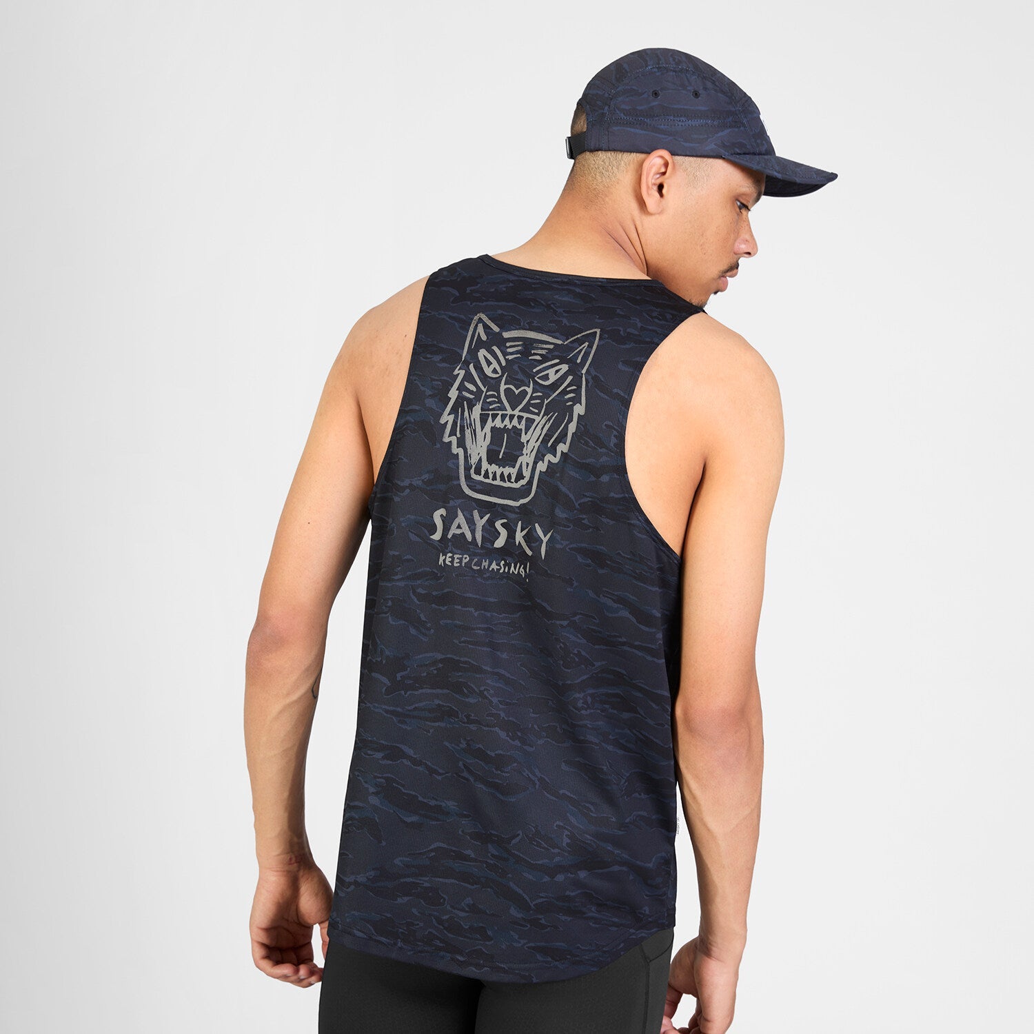 Saysky Tiger Combat Singlet Mens Black Camo worn 1