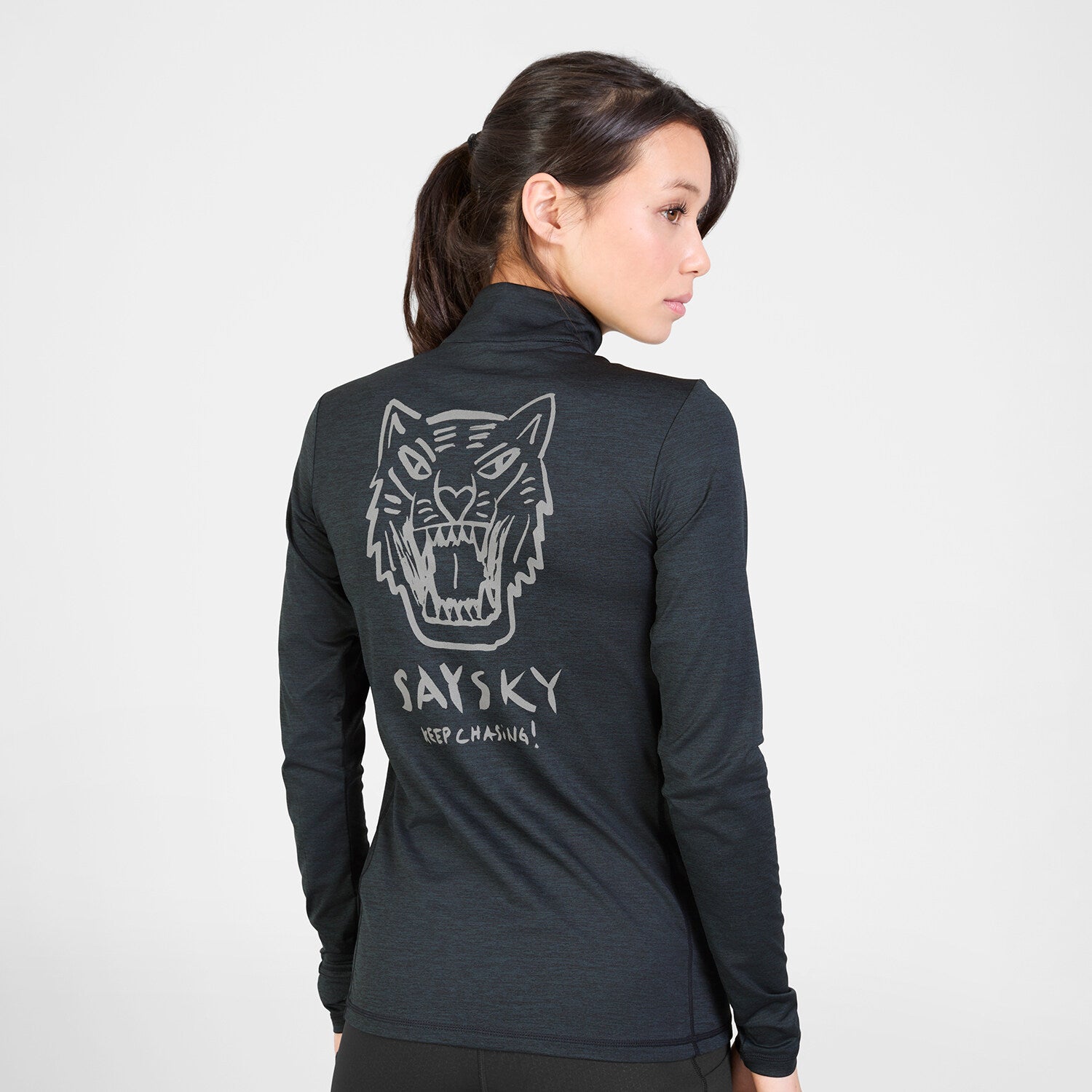 Saysky Tiger Pace 1/2 Zip Long Sleeve Womens Black worn 1