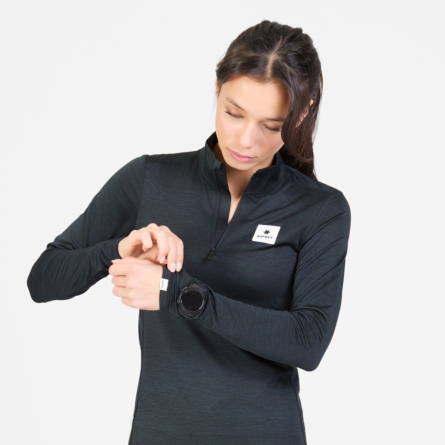 Saysky Tiger Pace 1/2 Zip Long Sleeve Womens Black worn 2
