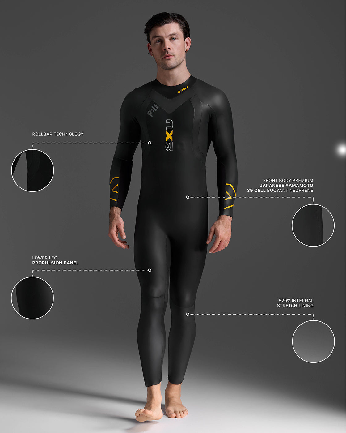 2XU Propel P:1 Wetsuits Mens - Black/Ambition - Frontrunner Colombo