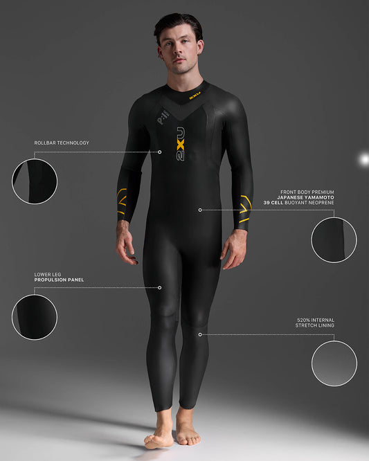 2XU Propel P:1 Wetsuits Mens - Black/Ambition - Frontrunner Colombo