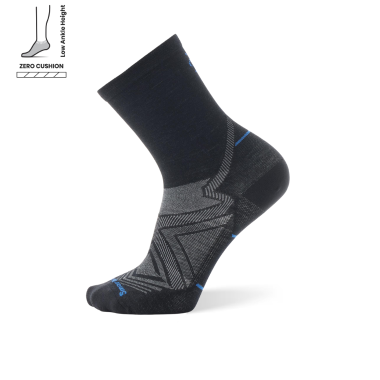 Smartwool Run Zero Cushion Mid Crew Unisex - Black - Frontrunner Colombo