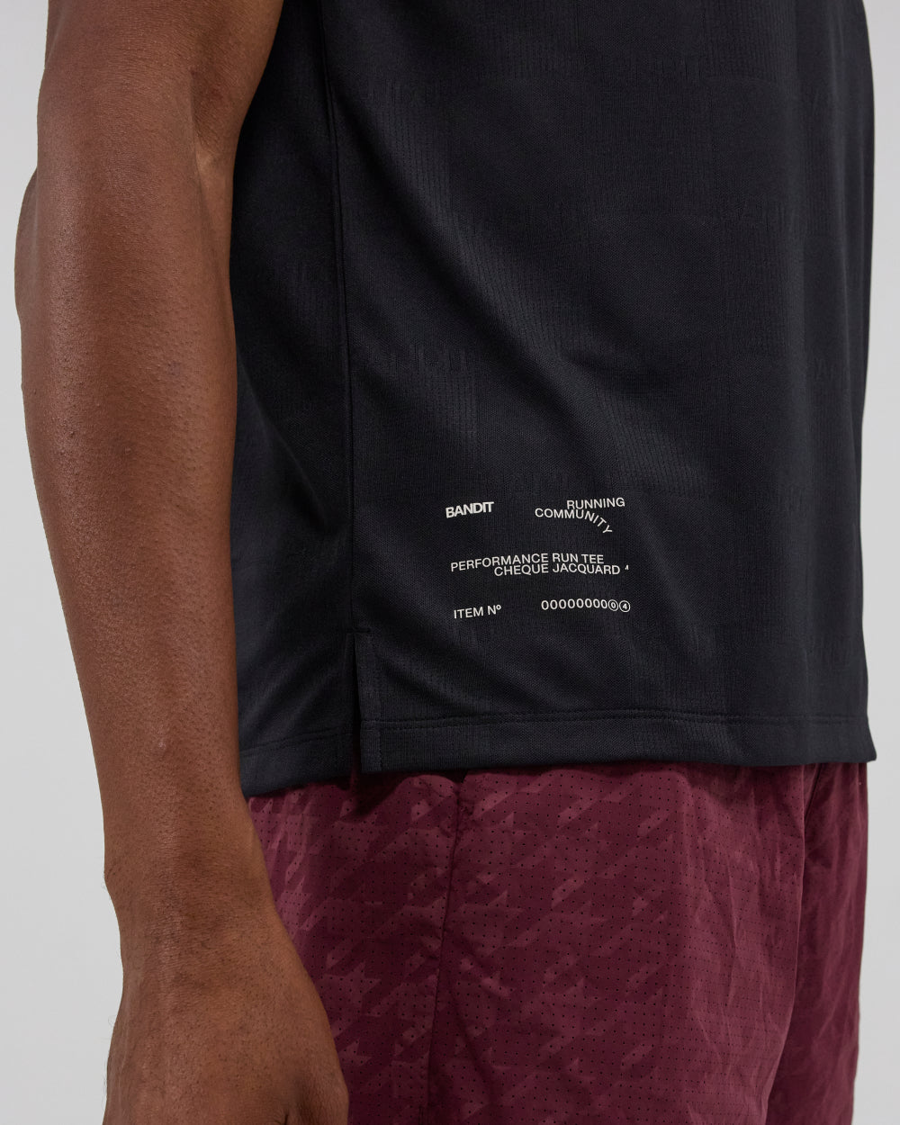 Bandit Cheque Jacquard Short Sleeve Tee Unisex - Black - Frontrunner Colombo