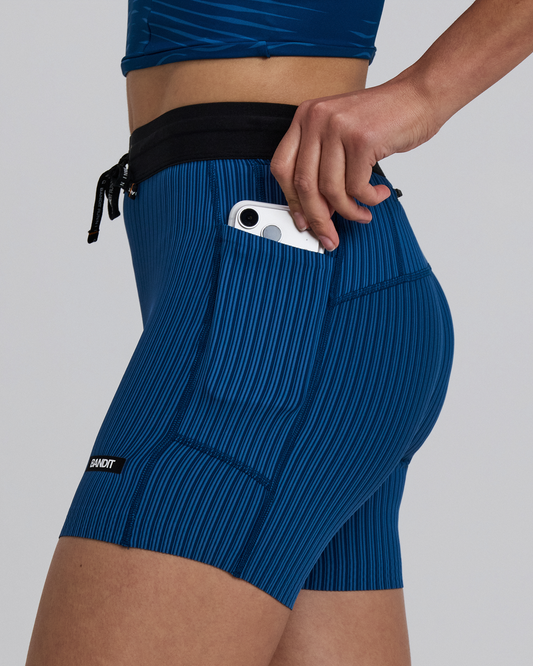 Bandit Striped Cadence™ 5" Compression Shorts (Womens) Ink Blue / Aegean - Frontrunner Colombo