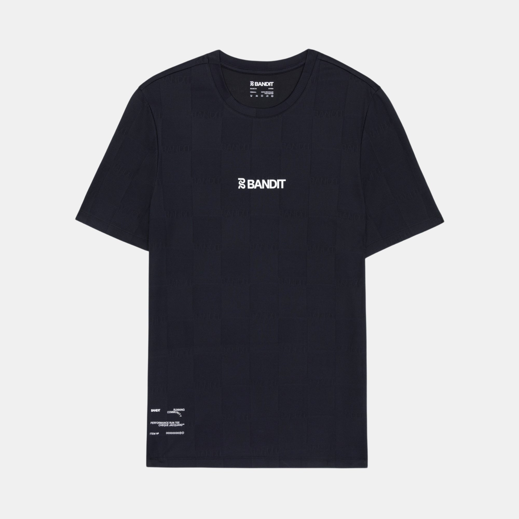 Bandit Cheque Jacquard Short Sleeve Tee Unisex - Black - Frontrunner Colombo