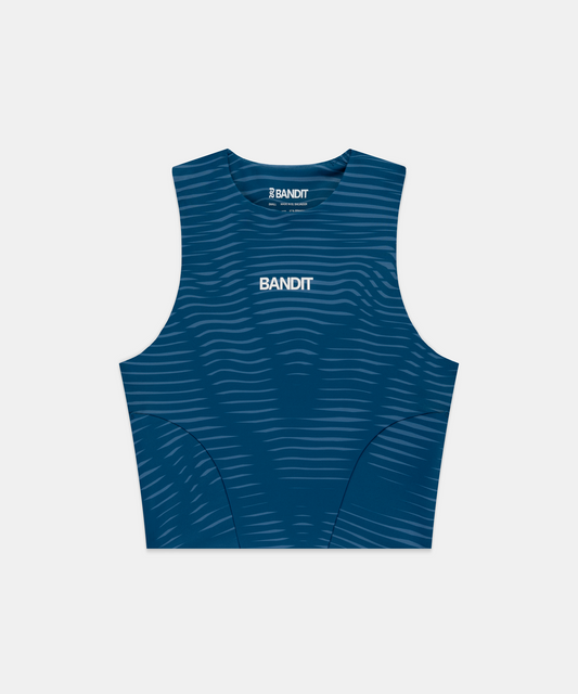 Bandit Stamina™ Race Crop (Womens) Organic Stripe Ink Blue - Frontrunner Colombo