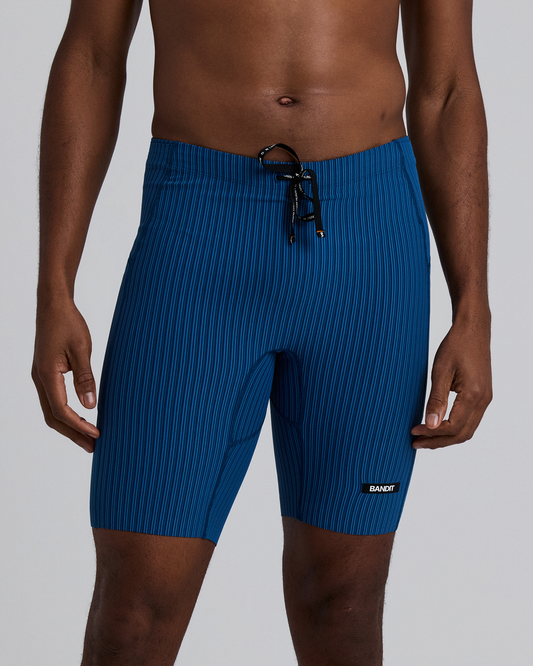 Bandit Striped Cadence™ 7 Pocket Lined Half Tights (Mens) Ink Blue/Aegean - Frontrunner Colombo