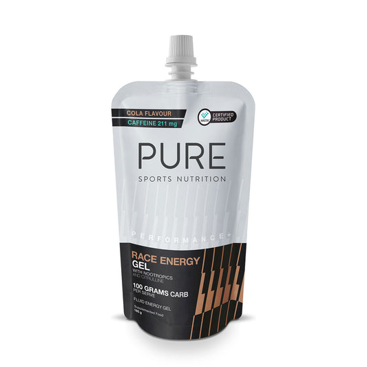 PURE Performance + Race Energy Gel 100g Pouch + Caffiene - Frontrunner Colombo