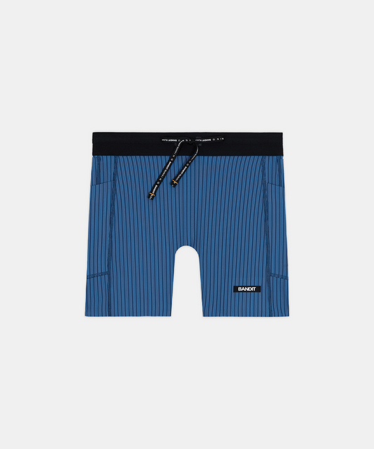 Bandit Striped Cadence™ 5" Compression Shorts (Womens) Ink Blue / Aegean - Frontrunner Colombo