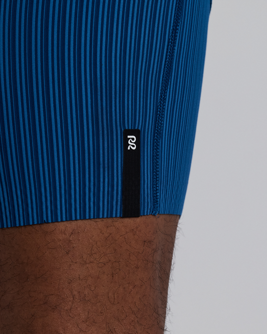Bandit Striped Cadence™ 7 Pocket Lined Half Tights (Mens) Ink Blue/Aegean - Frontrunner Colombo