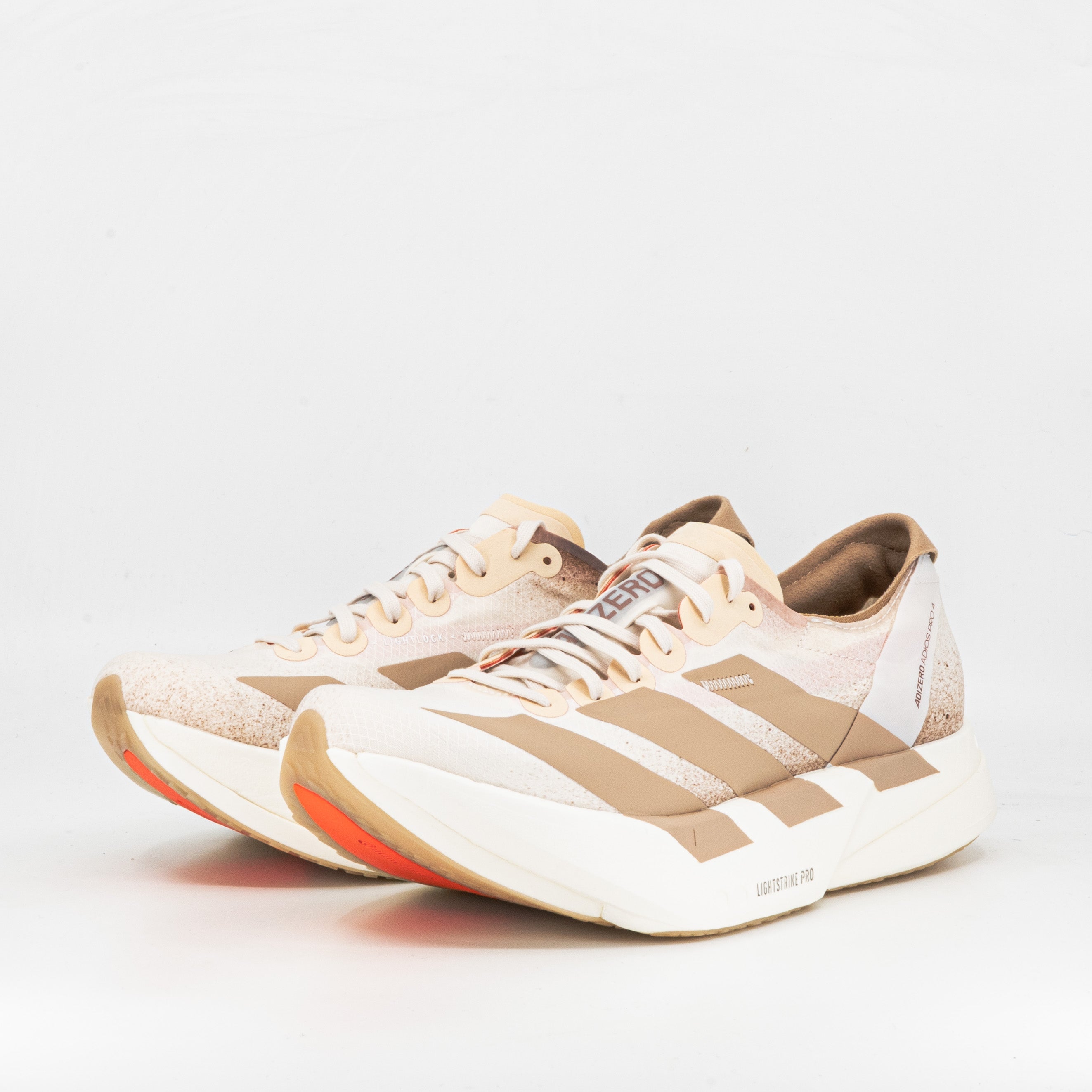 Adidas Adizero Adios Pro 4 (B Standard) Womens Chalk White / Grey Strata / Impact Orange - Frontrunner Colombo