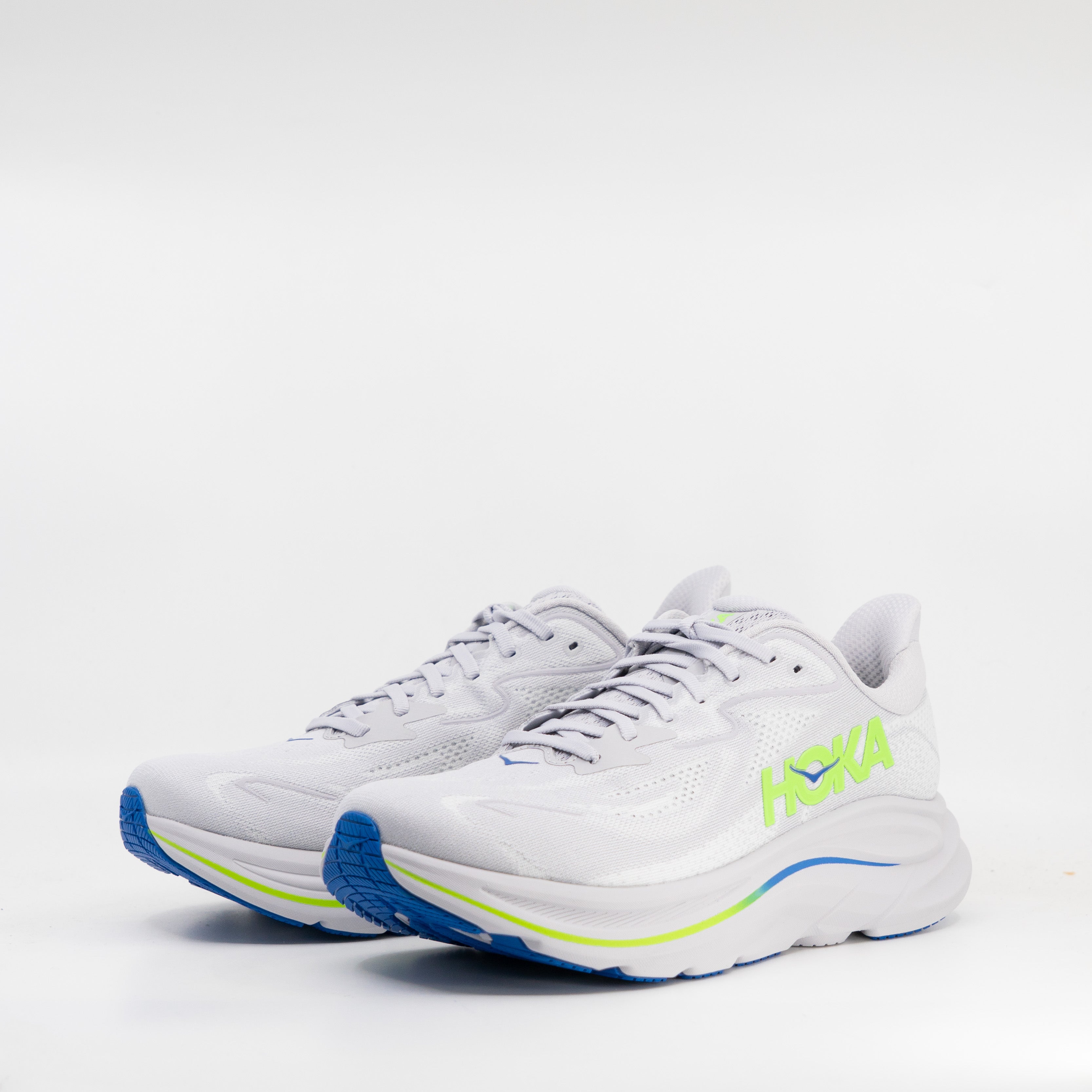 Hoka Clifton 10 (2E Wide) Mens Ash Grey/Neon Green - Frontrunner Colombo