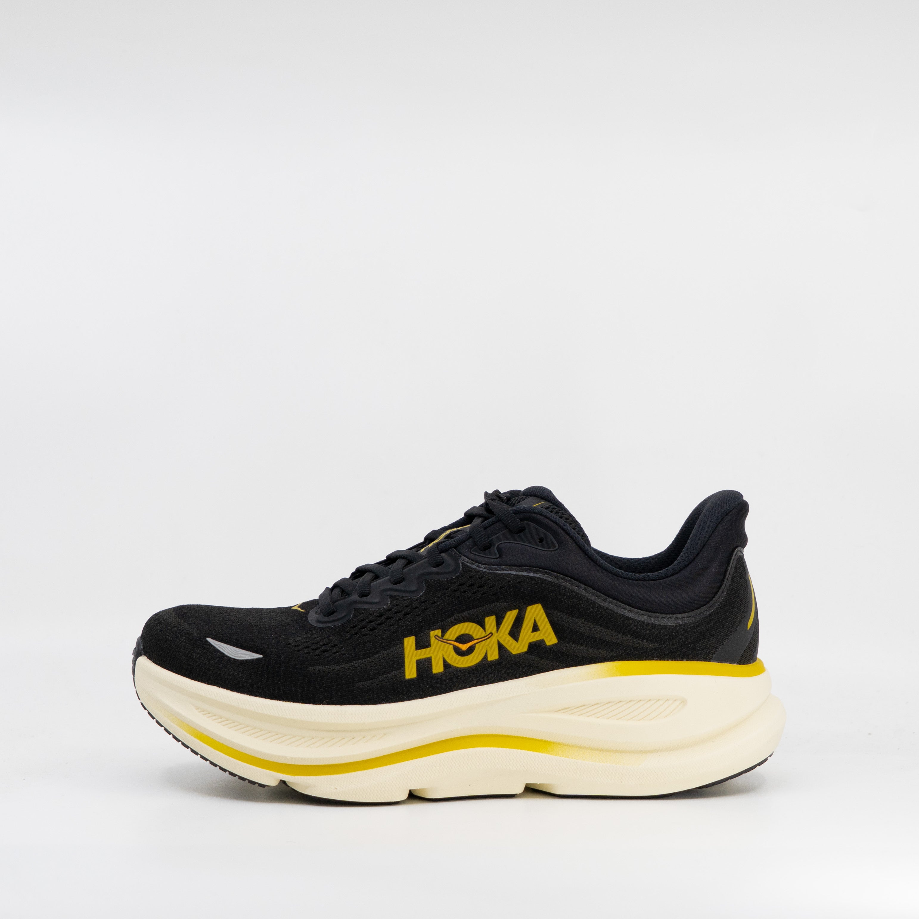 Hoka Bondi 9 (2E Wide) Mens Carbon Black/Yellow Gold - Frontrunner Colombo