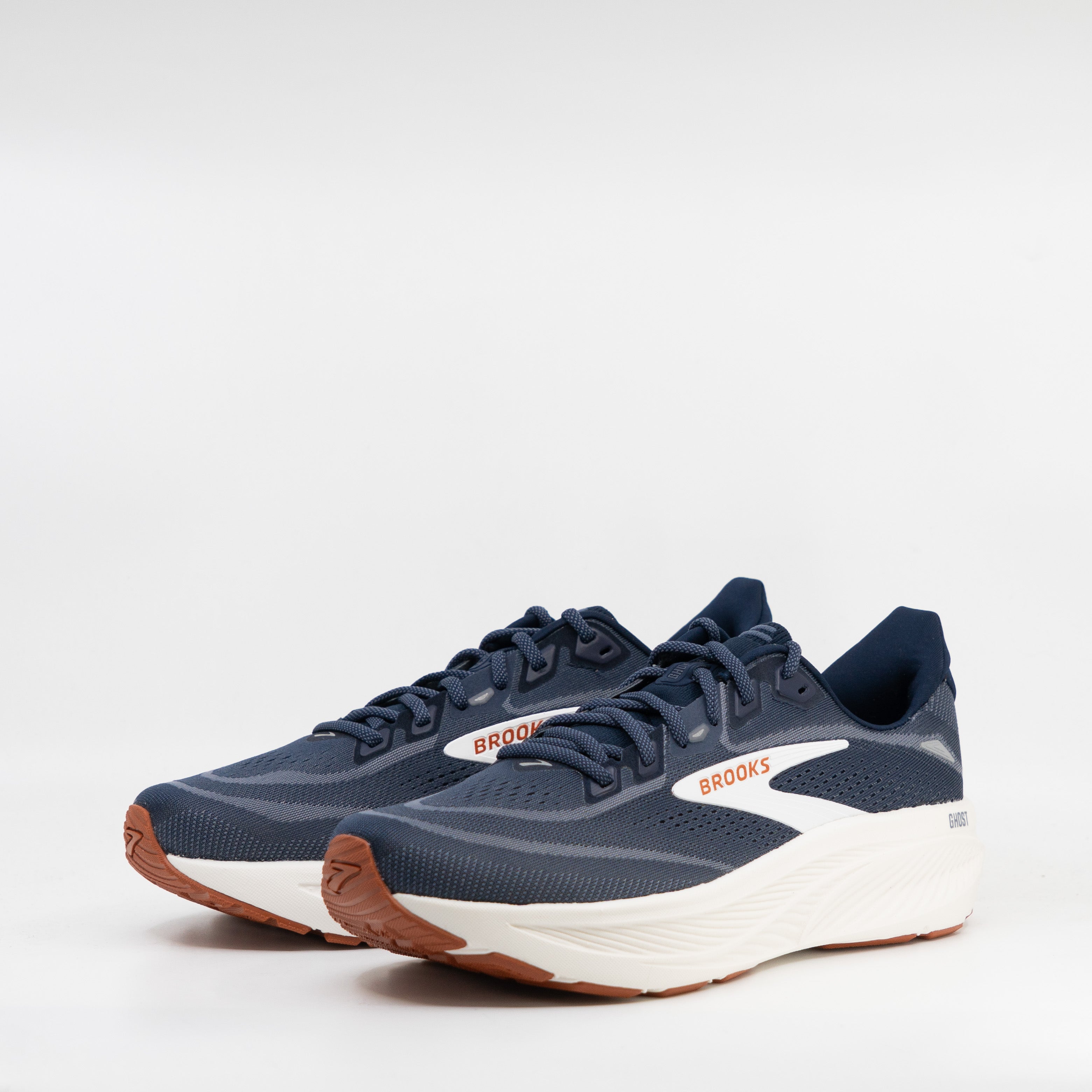 Brooks Ghost 18 (2E Wide) Mens Navy Blazer/Red Earth/Blue - Frontrunner Colombo