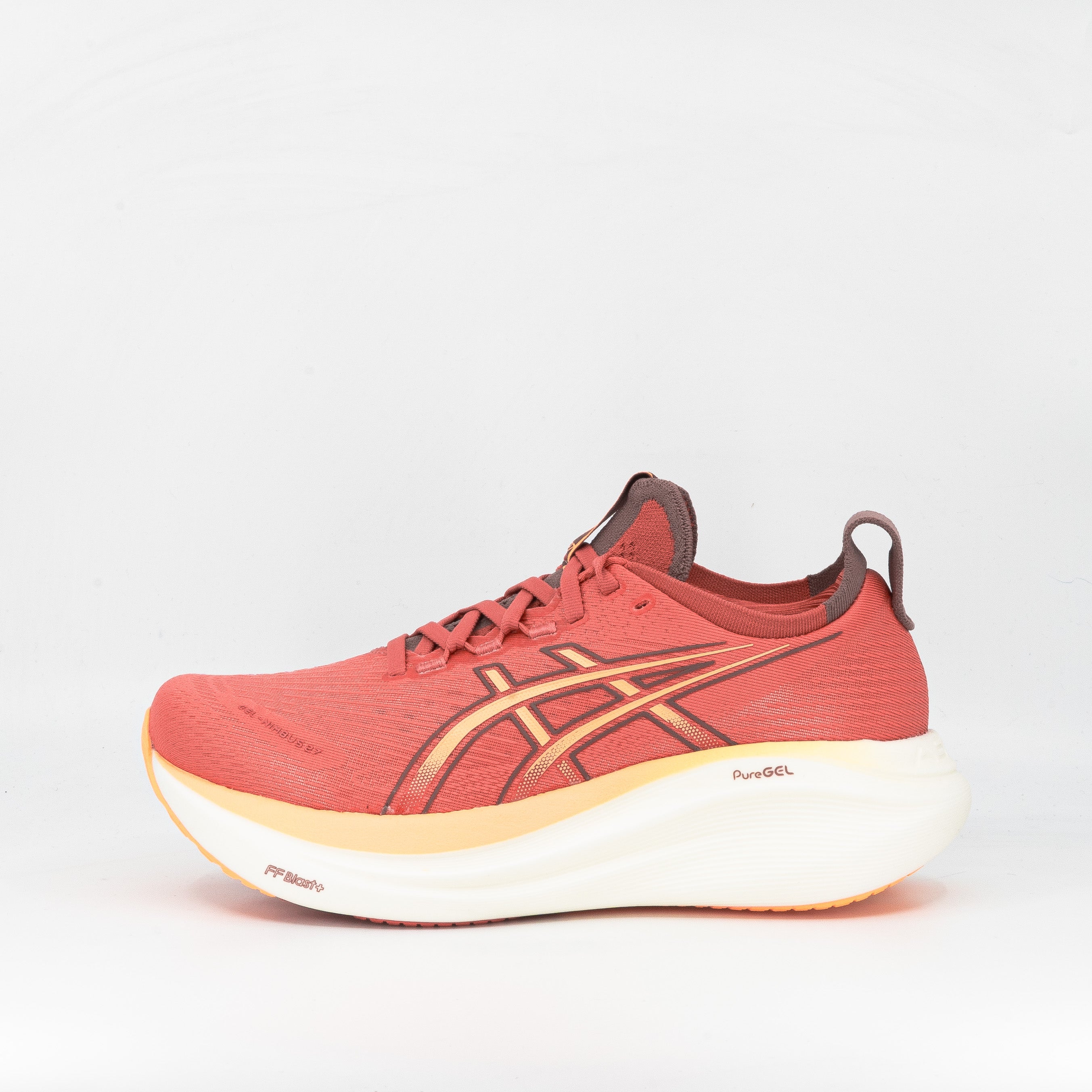 Asics Gel-Nimbus 27 (D Wide) Womens Dark Pink Clay/Orange Glow - Frontrunner Colombo
