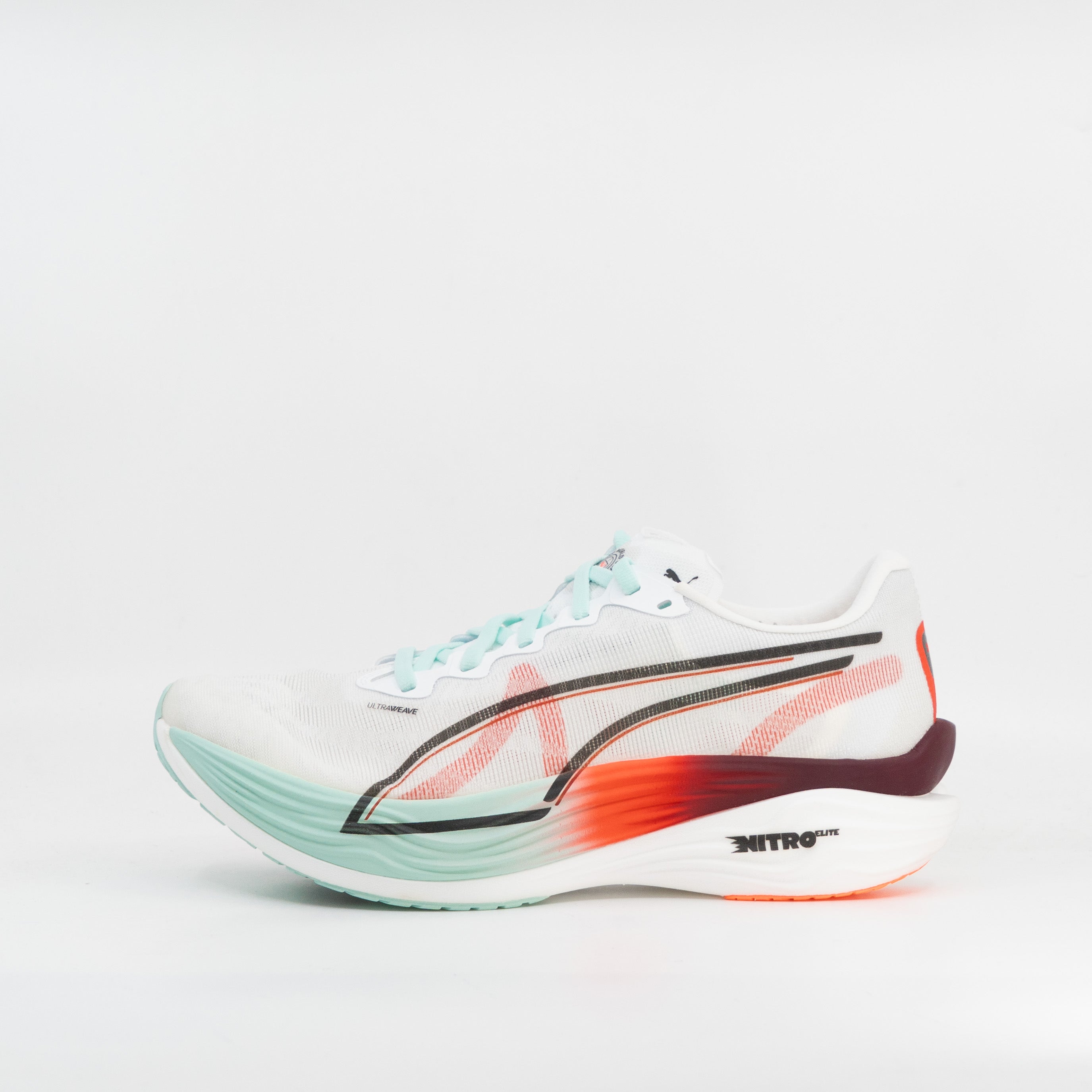 Puma Deviate Nitro Elite 3 Hyrox (B Standard) Womens White/Glowing Red-Mint Melt - Frontrunner Colombo