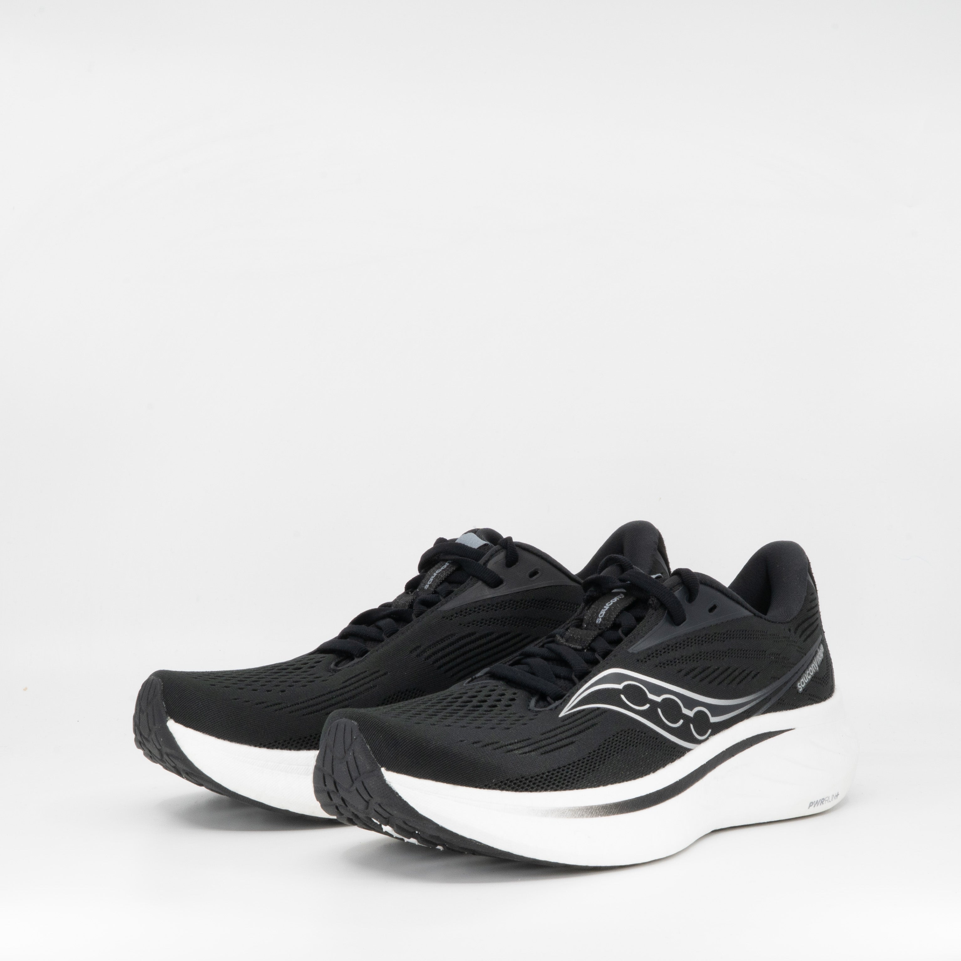 Saucony Ride 18 (2E Wide) Mens Black/White - Frontrunner Colombo