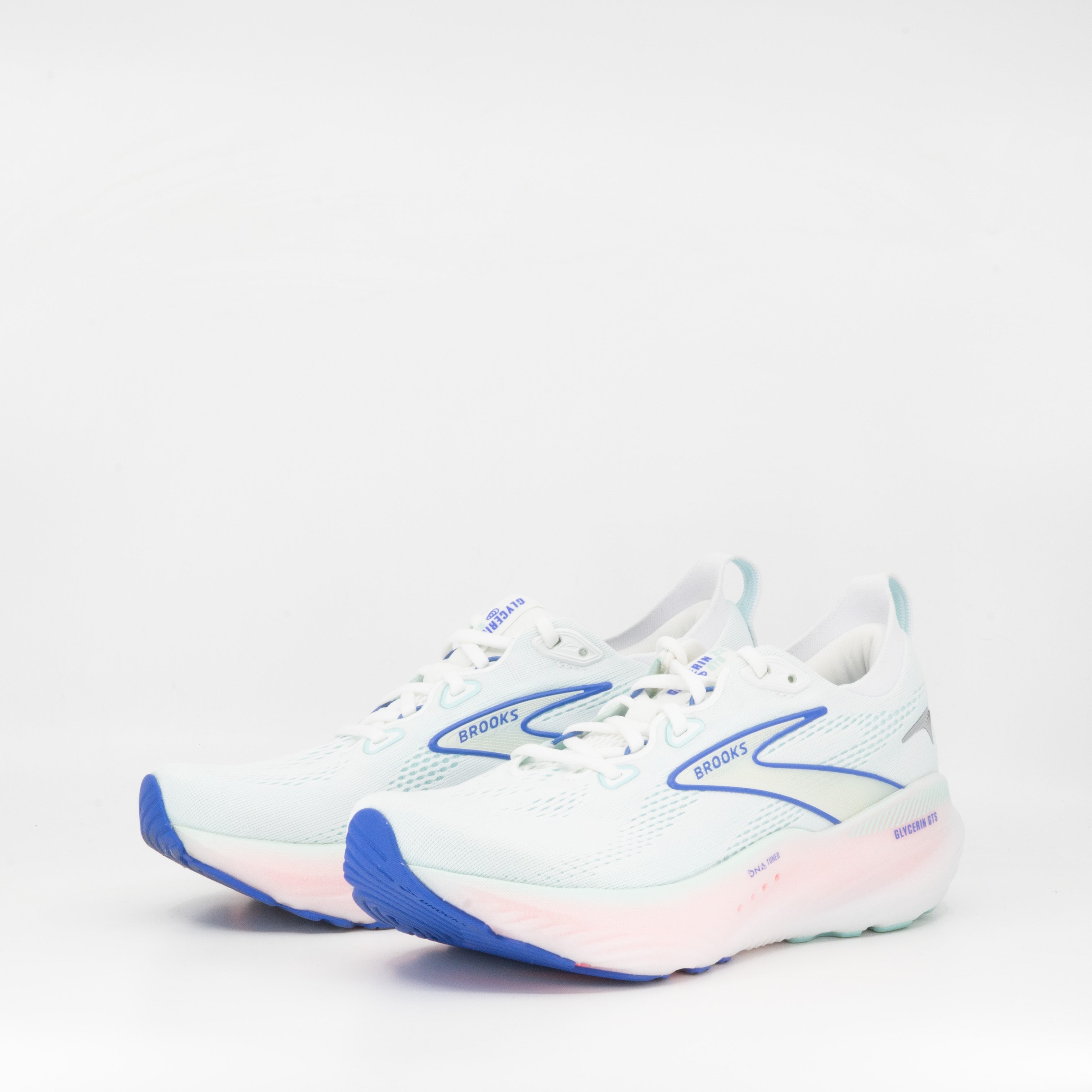 Brooks Glycerin 22 GTS (B Standard) Womens White/Amparo Blue - Frontrunner Colombo