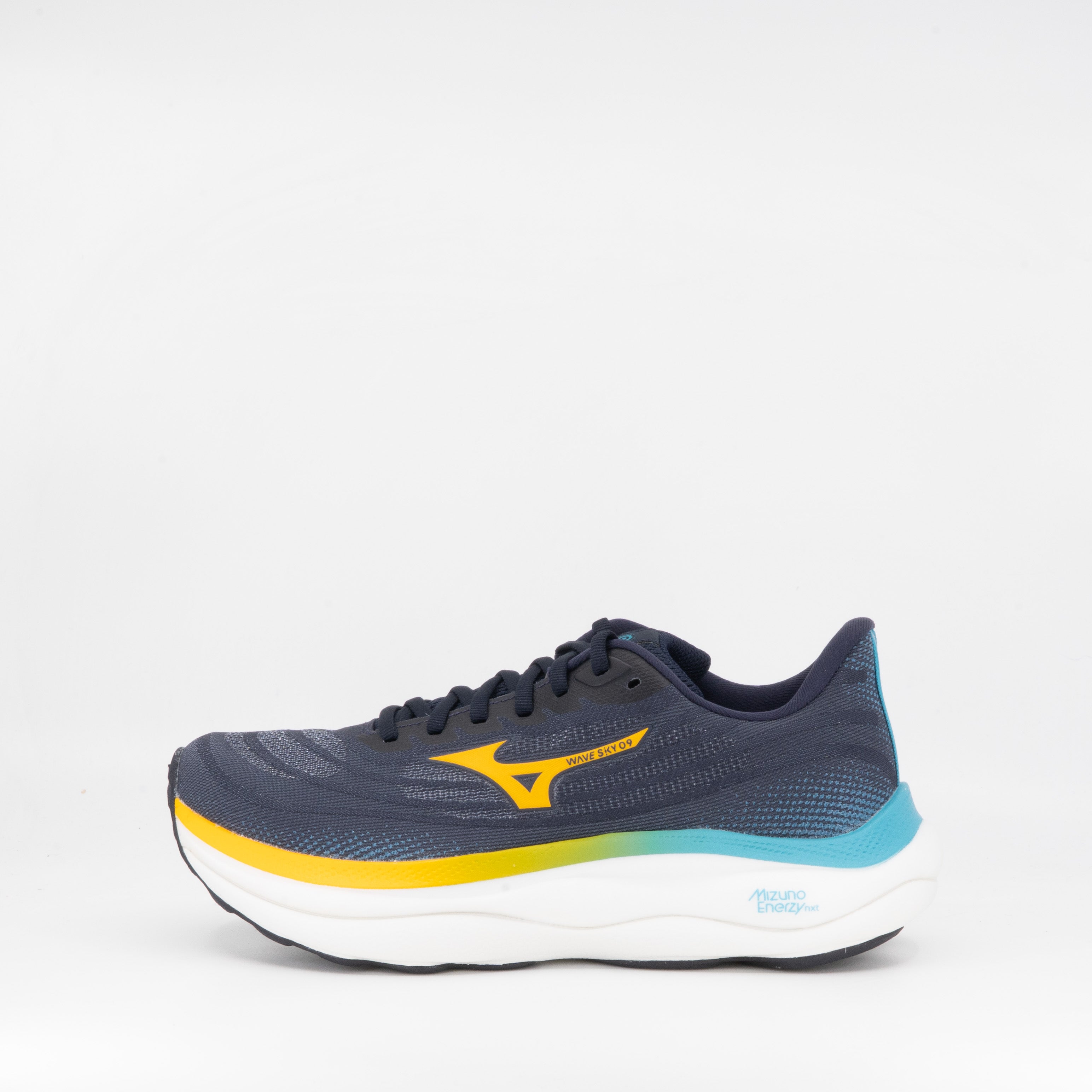 Mizuno Wave Sky 9 (D Standard) Mens Baritone Blue/Citrus/Capri Breeze - Frontrunner Colombo