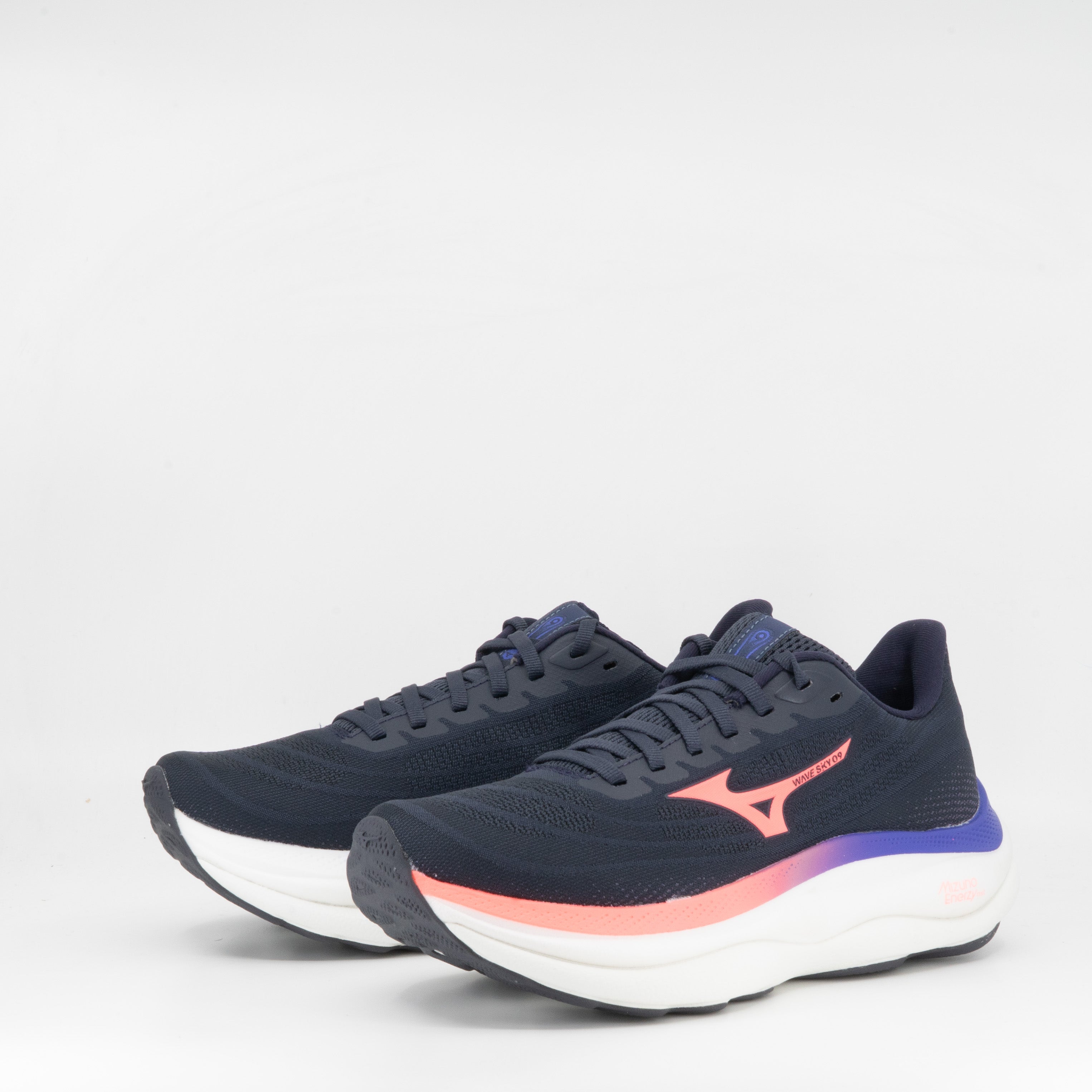 Mizuno Wave Sky 9 (B Standard) Womens Odyssey Grey/Striking Coral/Iris Bloom - Frontrunner Colombo
