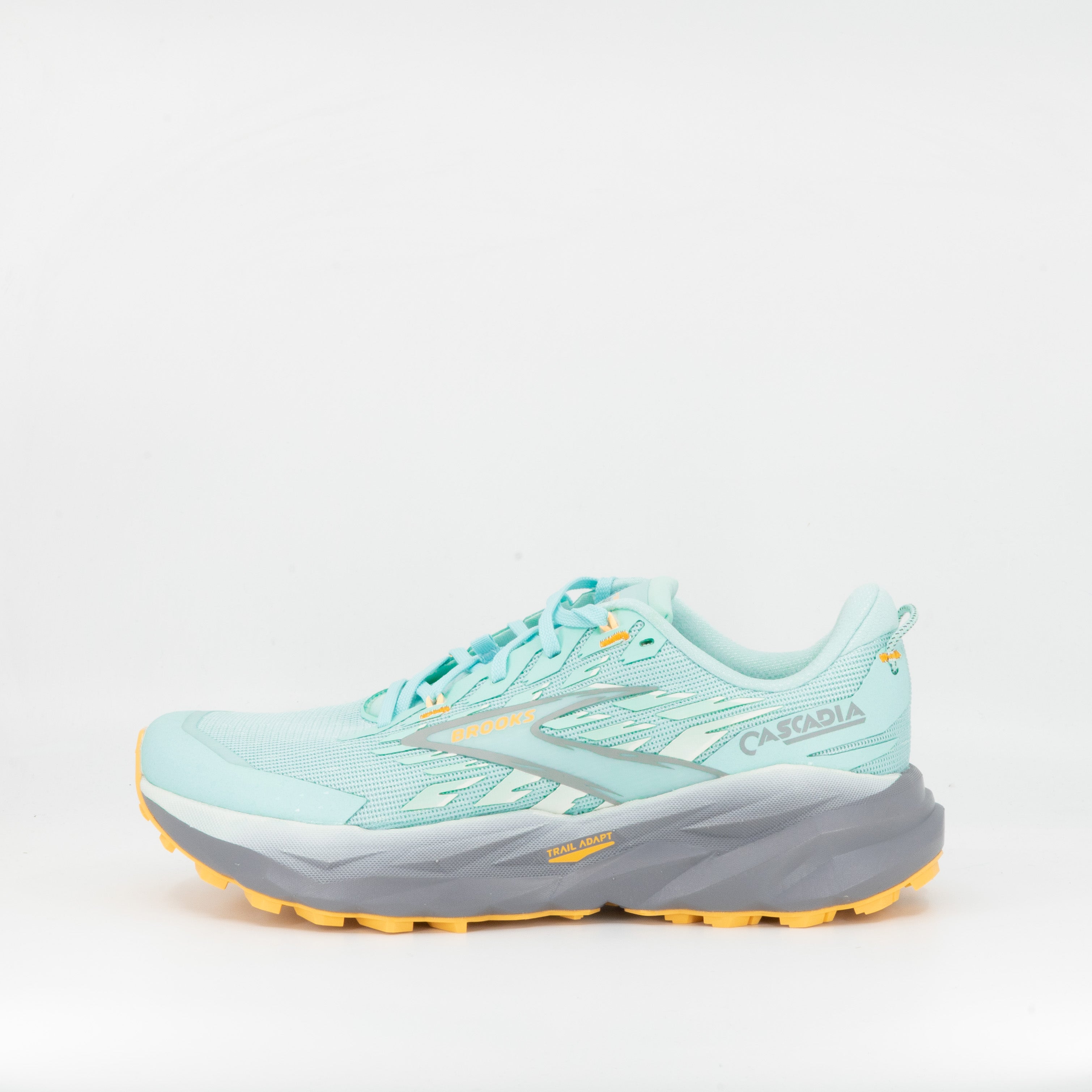 Brooks Cascadia 19 (B Standard) Womens Clearwater/Primer Grey/Apricot - Frontrunner Colombo