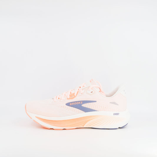 Brooks Ghost 18 (B Standard) Womens Star White/Cyber Peach/Grey - Frontrunner Colombo