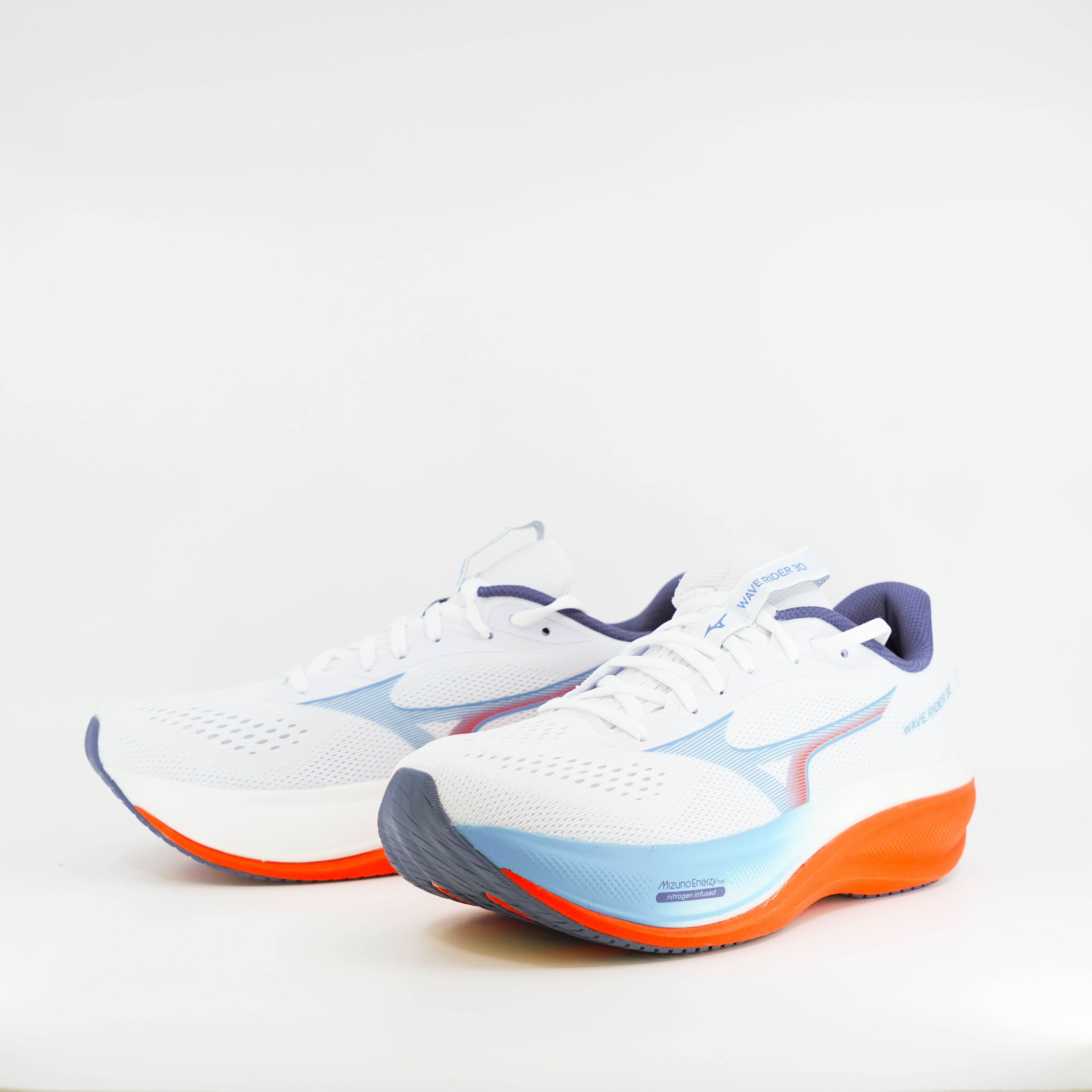 Mizuno Wave Rider 30 (D Standard) Mens White/Flamingo Coral/Lime Plup