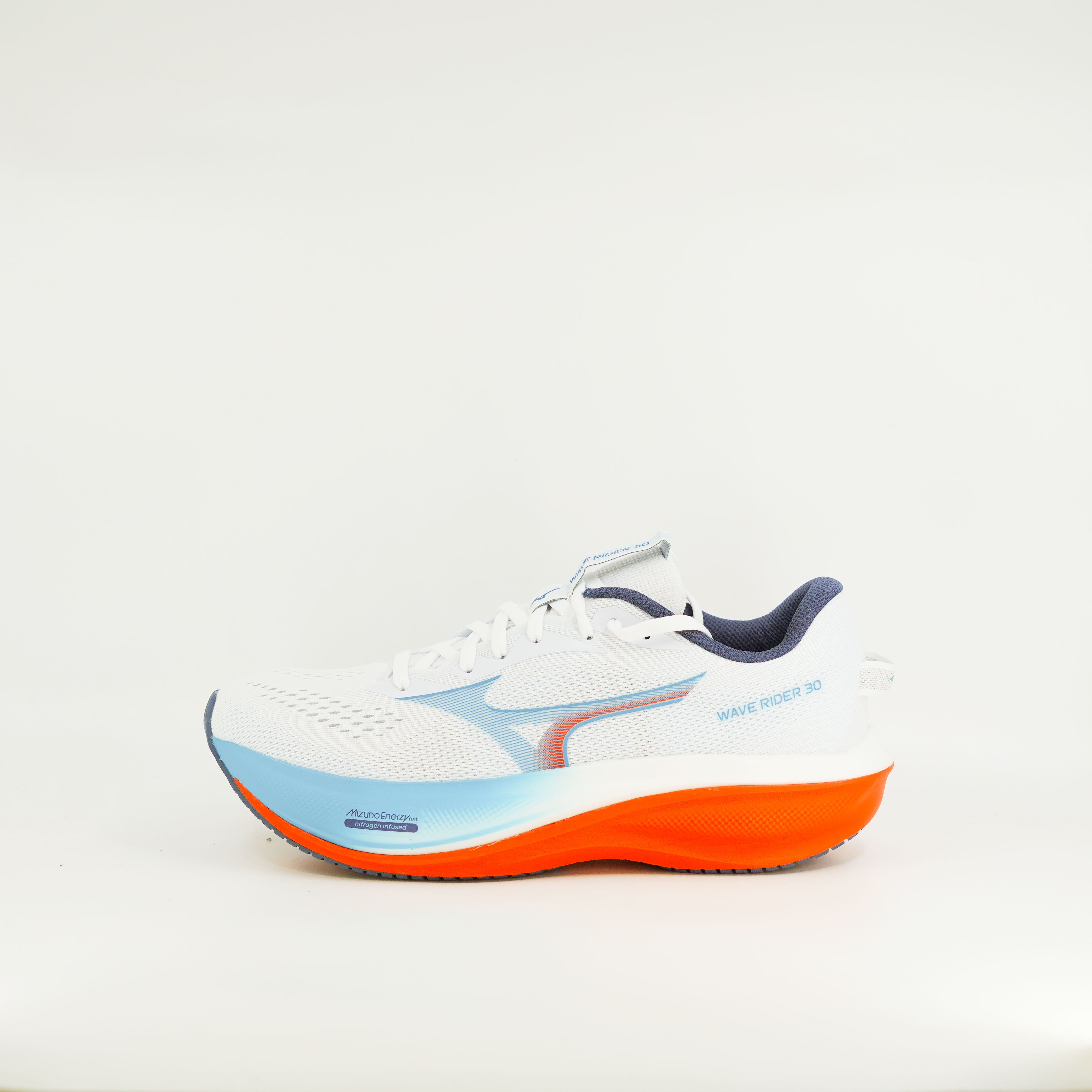 Mizuno Wave Rider 30 (D Standard) Mens White/Flamingo Coral/Lime Plup
