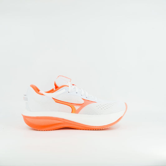 Mizuno Wave Rider 30 (B Standard) Womens White/Flamingo Coral/Lime Plup - Frontrunner Colombo
