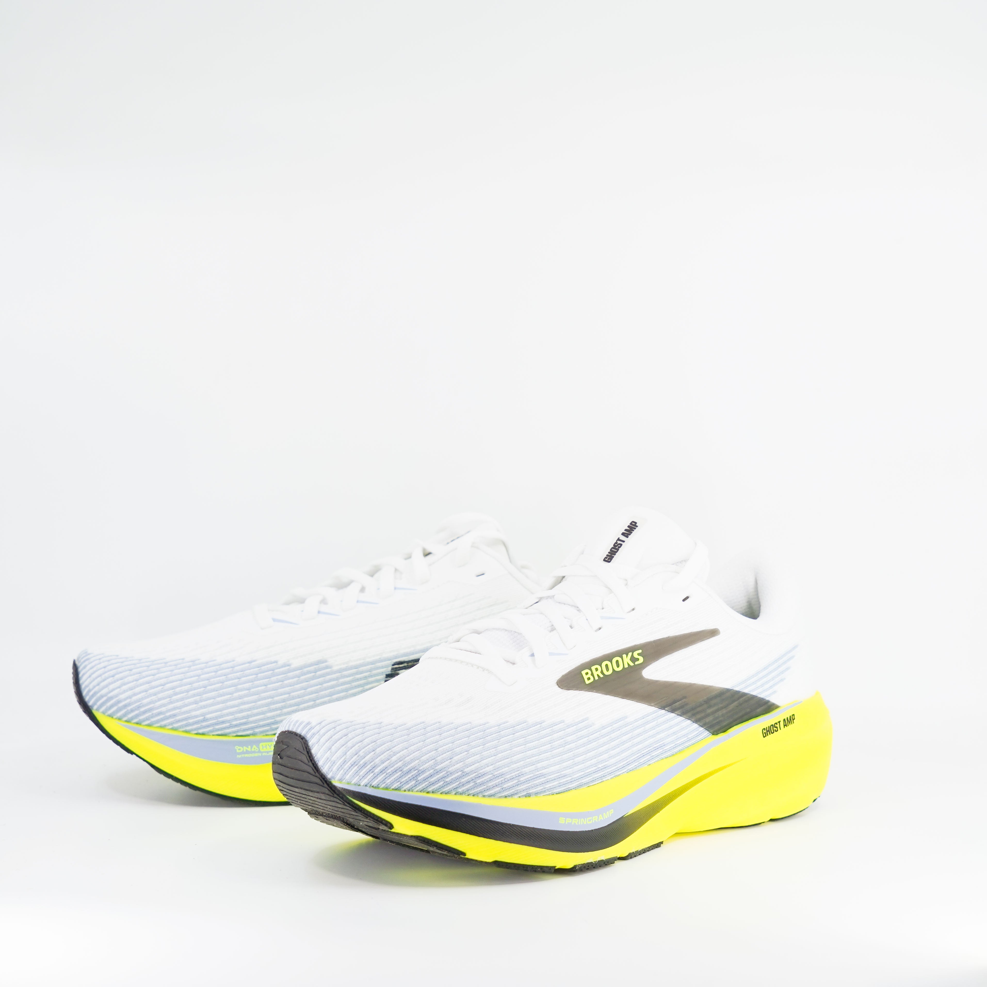 Brooks Ghost Amp (D Standard) Mens White/Blue/Nightlife - Frontrunner Colombo