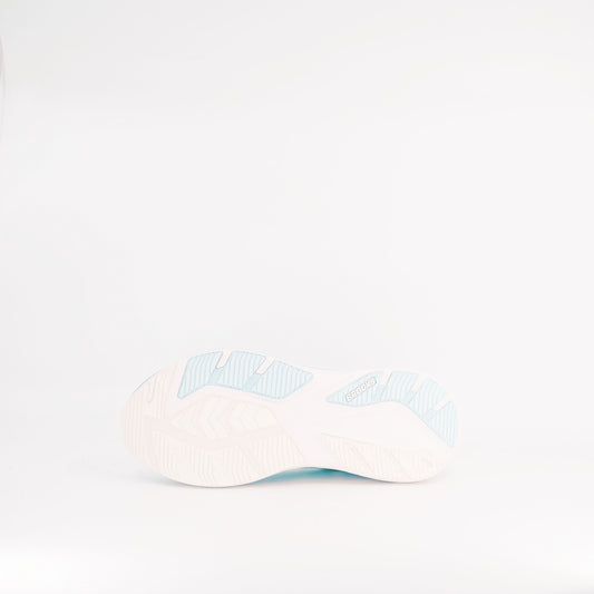 Brooks Ghost Amp (B Standard) Womens White/Blue/Metallic - Frontrunner Colombo