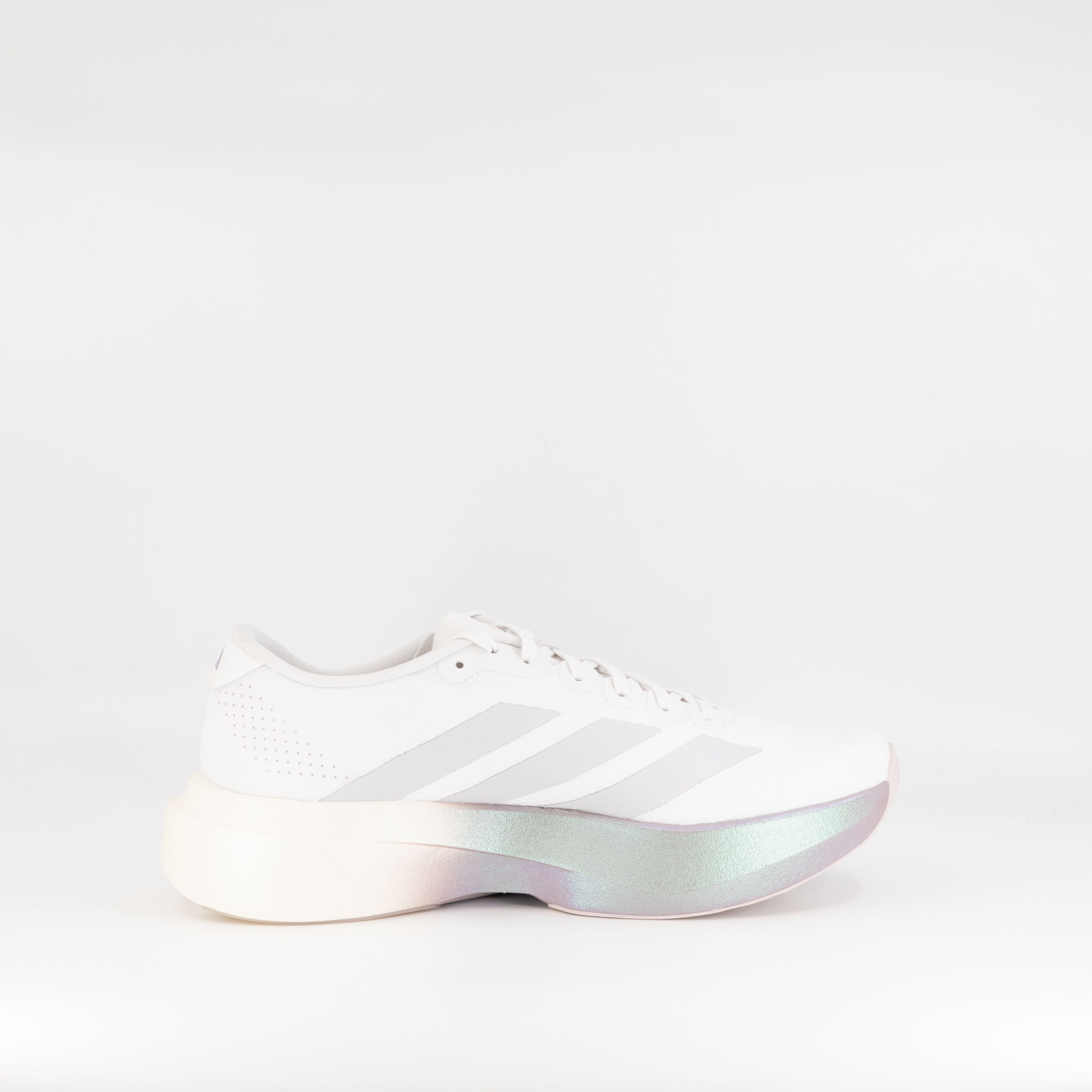 Adidas Adizero Evo SL Woven (B Standard) Womens Crystal White/Grey Two/Matt Purple - Frontrunner Colombo