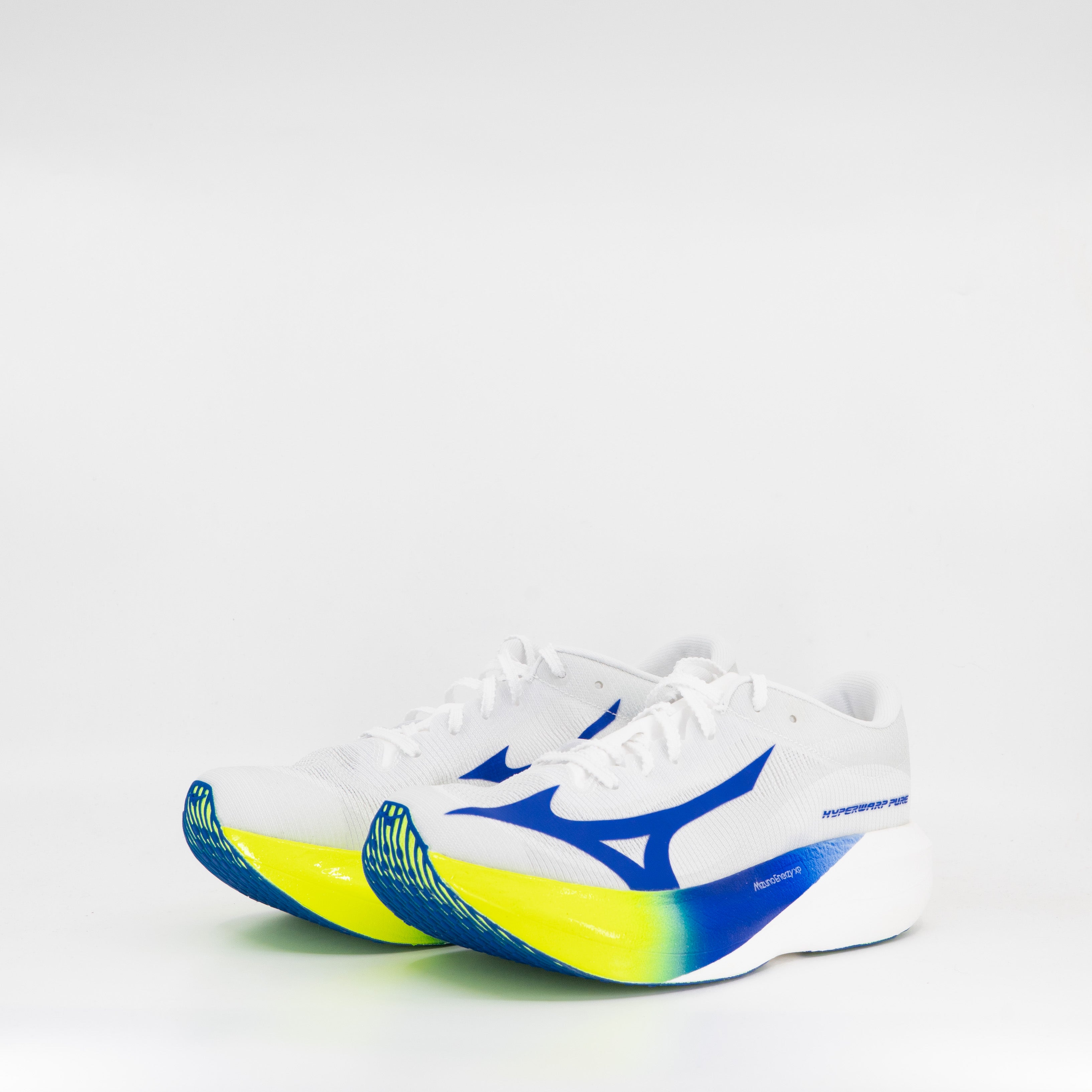 Mizuno Hyperwarp Pure (D Width) Unisex White/ Lightning Yellow/ Dazzling Blue - Frontrunner Colombo
