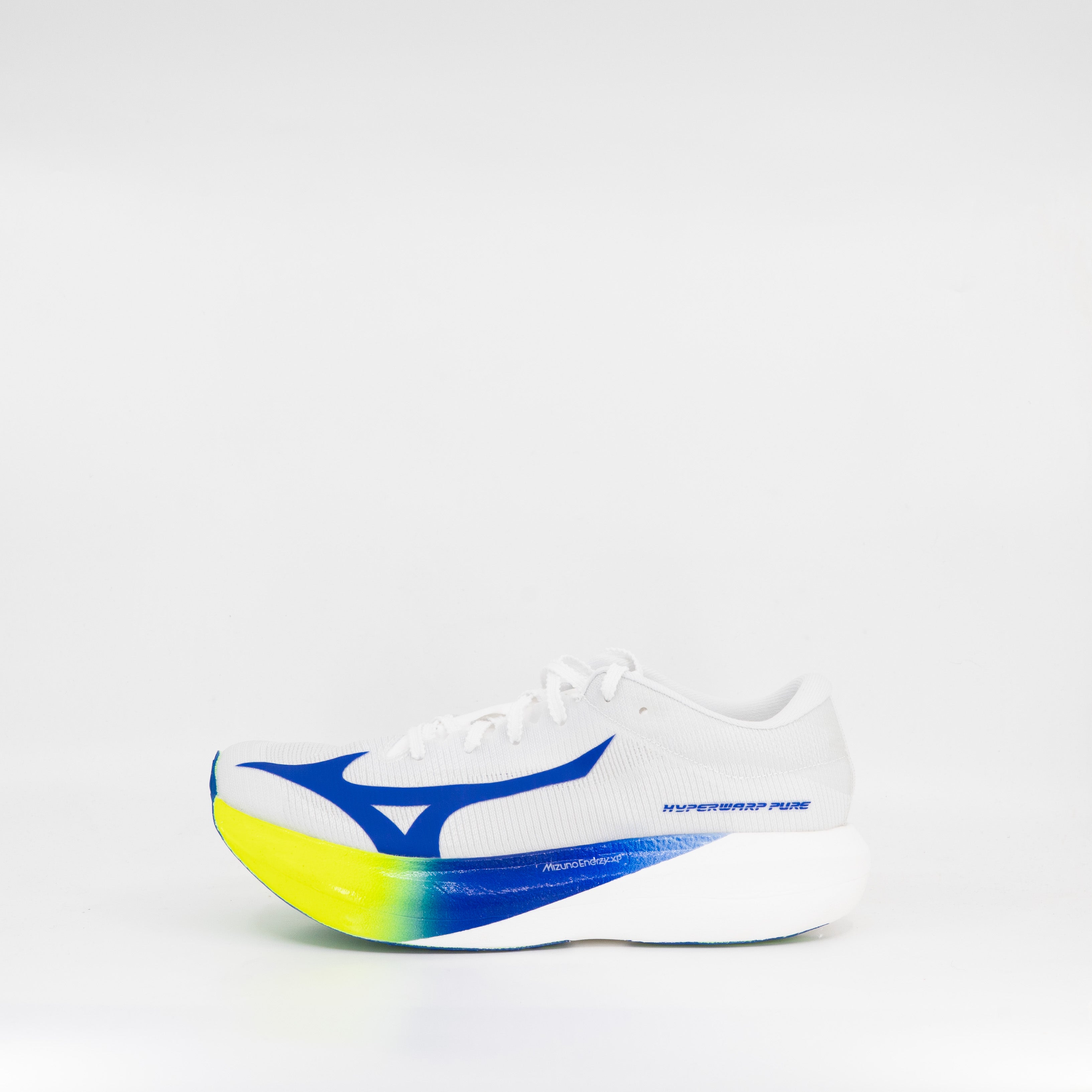Mizuno Hyperwarp Pure (D Width) Unisex White/ Lightning Yellow/ Dazzling Blue - Frontrunner Colombo
