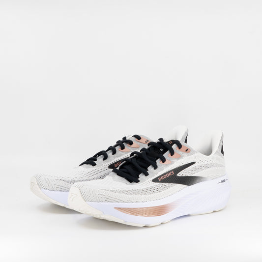 Brooks Ghost 17 (B Standard) Womens White/Black/Rose Gold - Frontrunner Colombo
