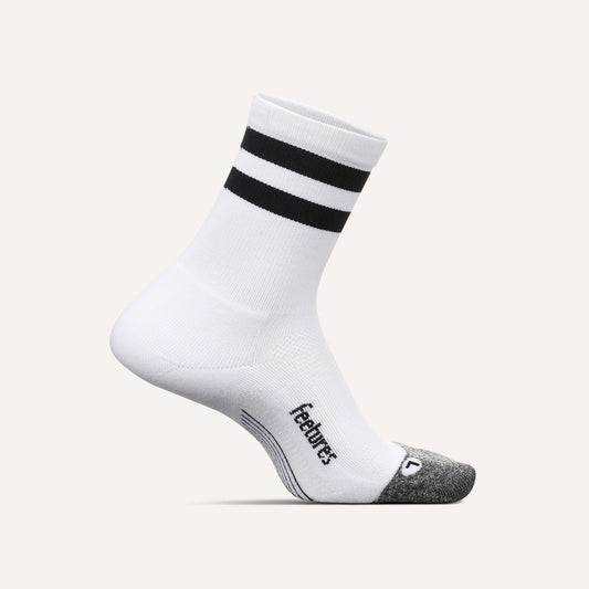 Feetures Elite Light Cushion Mini Crew White High Top Stripe - Frontrunner Colombo