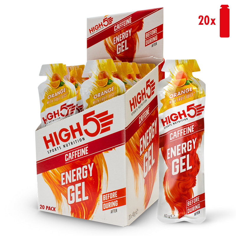 High 5 Energy Gel Caff Orange Box of 20 - Frontrunner Colombo