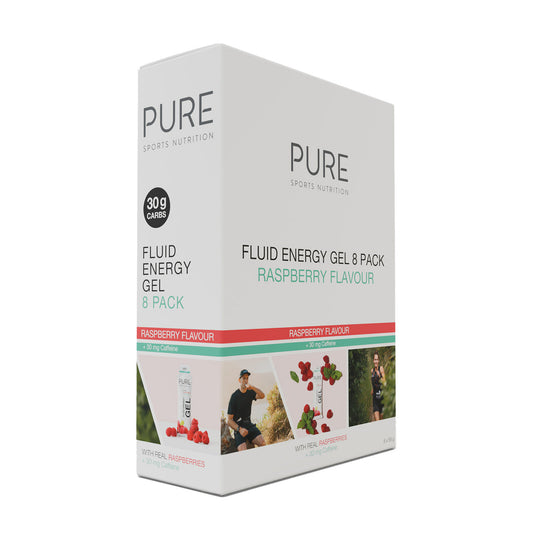 PURE Fluid Energy Gel - Raspberry + Caffeine - 8 Pack - Frontrunner Colombo