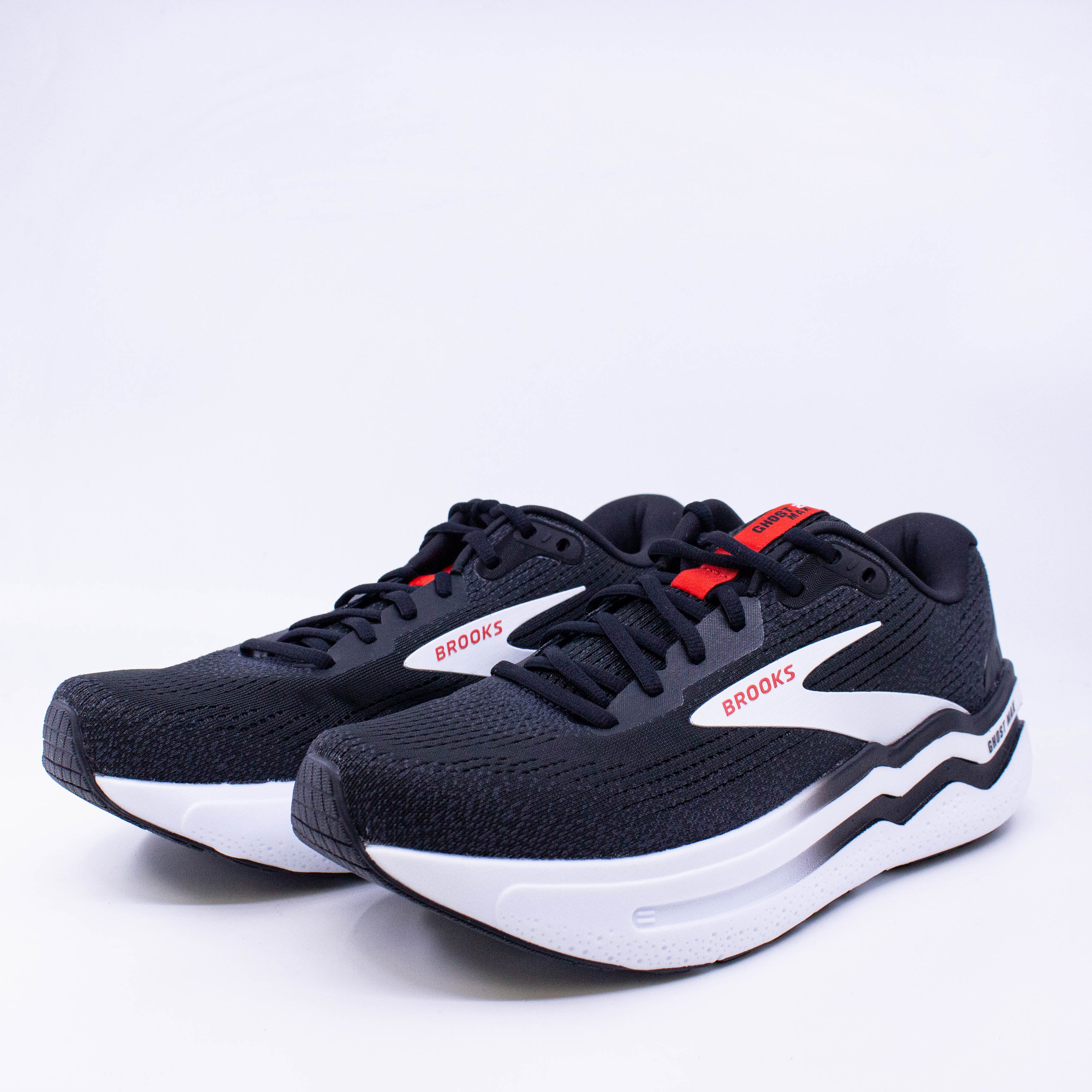 Brooks Ghost Max 2 (D Standard) Mens Black/White/Fiery Red - Frontrunner Colombo