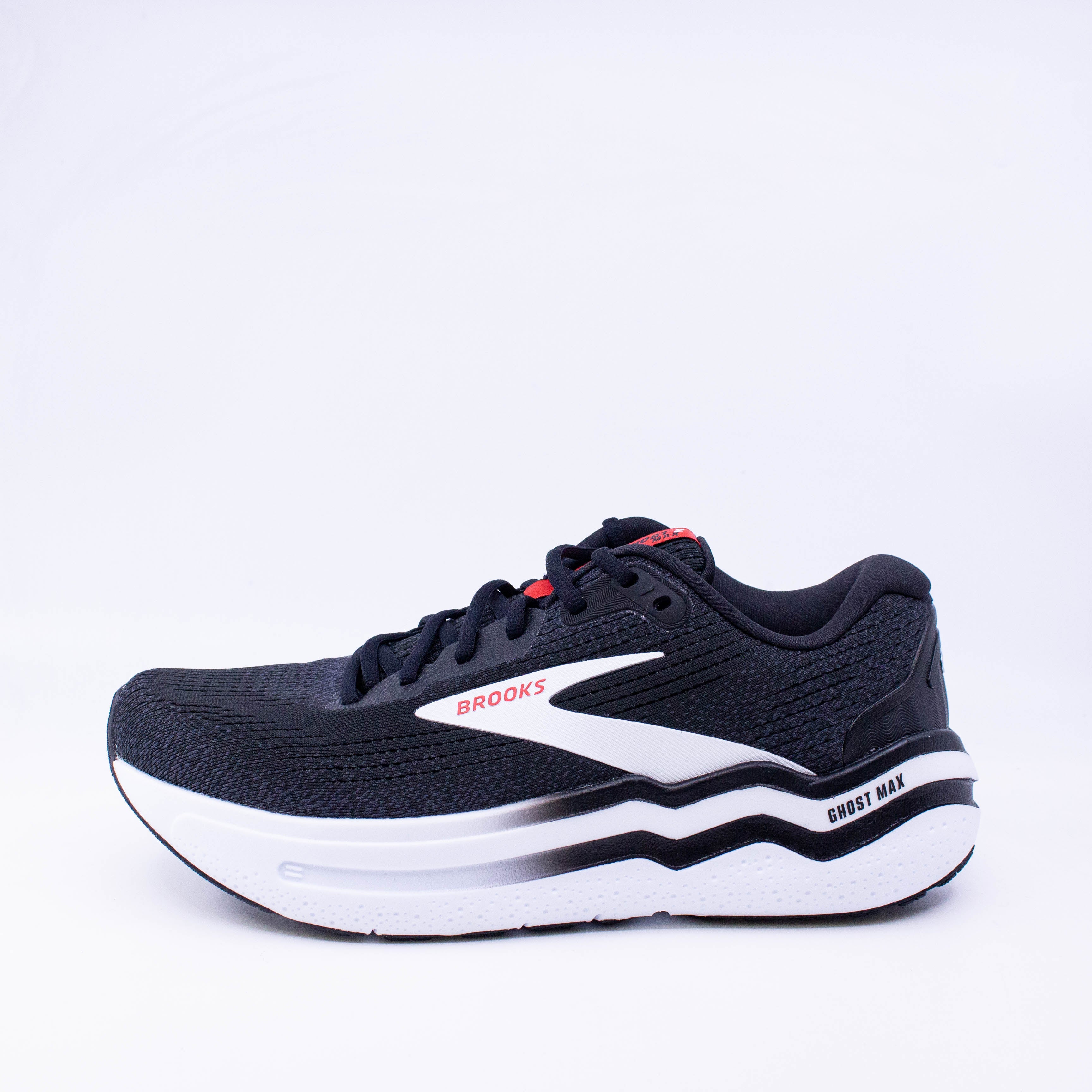 Brooks Ghost Max 2 (D Standard) Mens Black/White/Fiery Red - Frontrunner Colombo