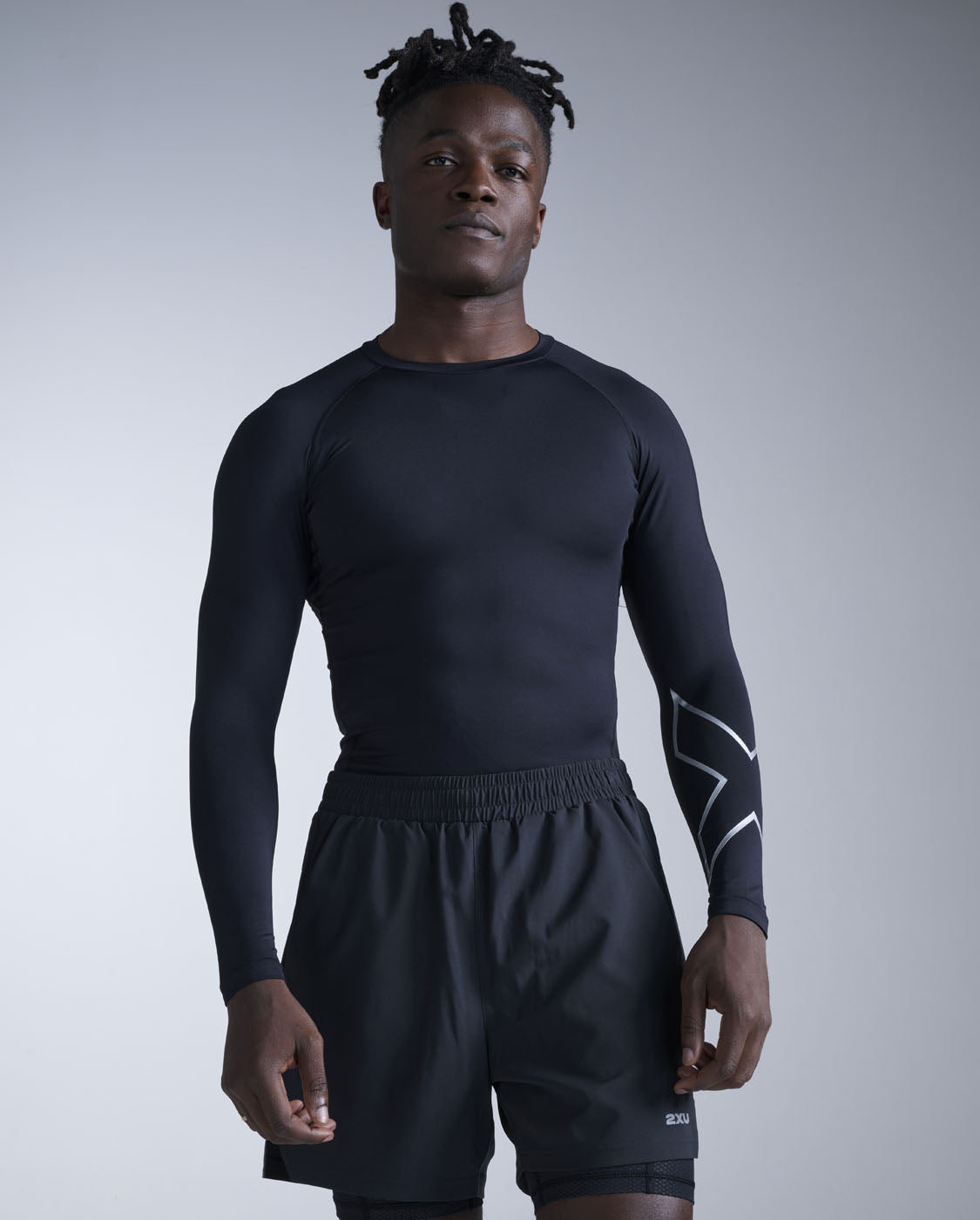 2XU Core Compression Long Sleeve Mens Black/Silver