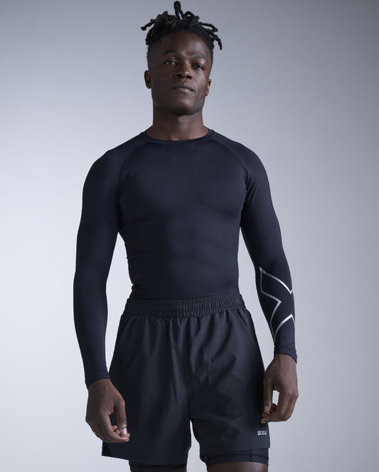 2XU Core Compression Long Sleeve Mens Black/Silver