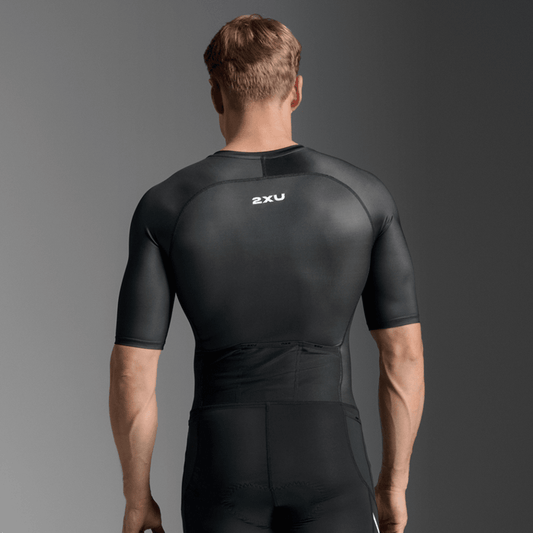 2XU Core Sleeved Trisuit (Mens) Black/White - Frontrunner Colombo