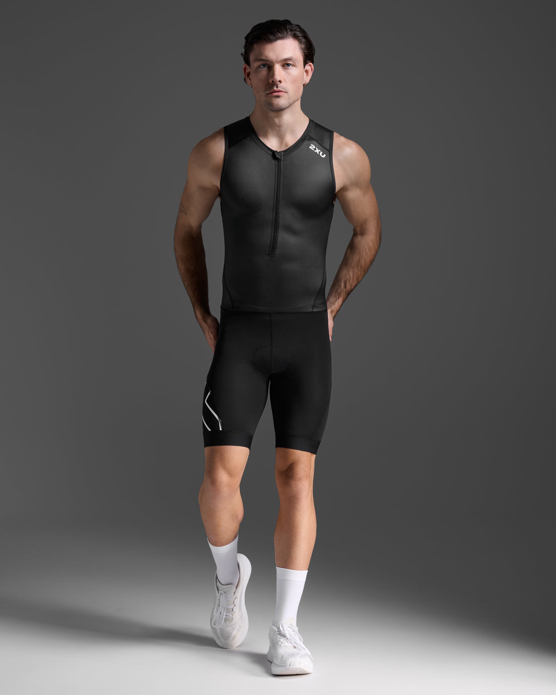 2XU Core Trisuit Mens Black/White - Frontrunner Colombo