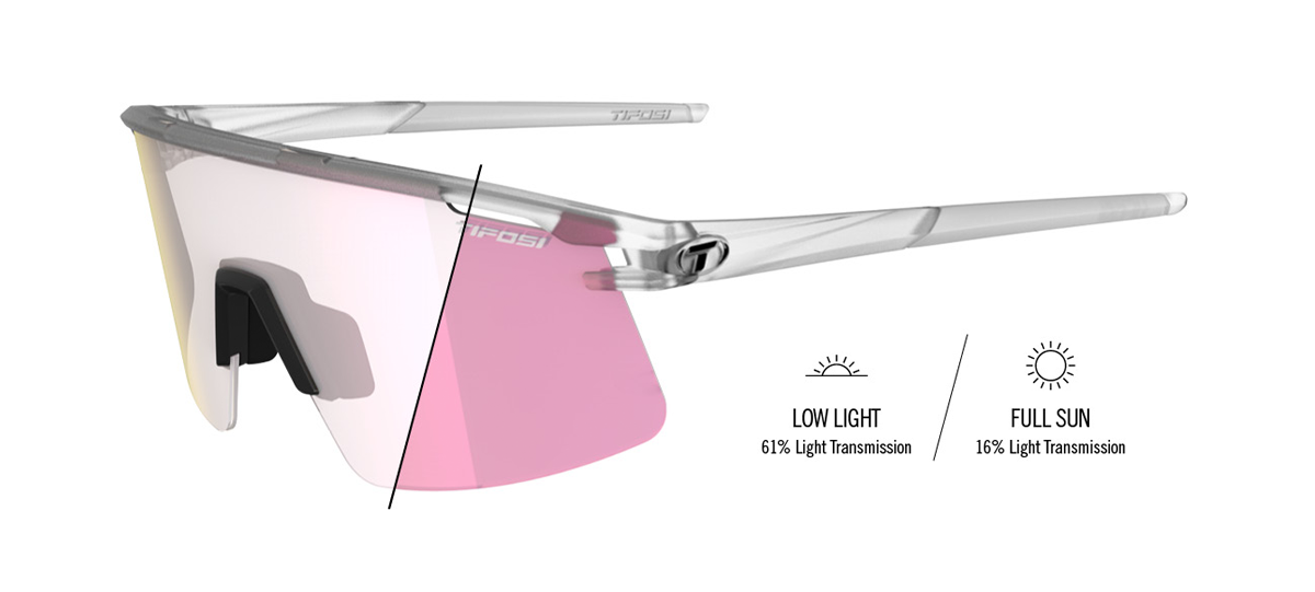 Tifosi Moab Lite Satin Clear with Clarion Pink Fototec lens